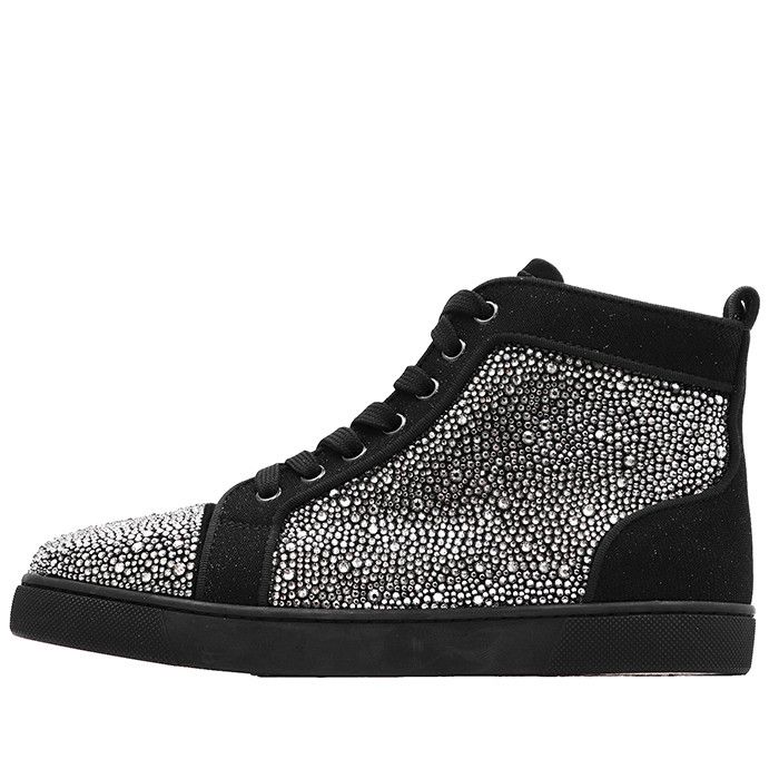 Christian Louboutin Christian Louboutin Christian Louboutin Louis Strass Leather Crystal High Top Sneakers Leather Shoes DUTY FREE for USA Size ONE SIZE - 15 Thumbnail