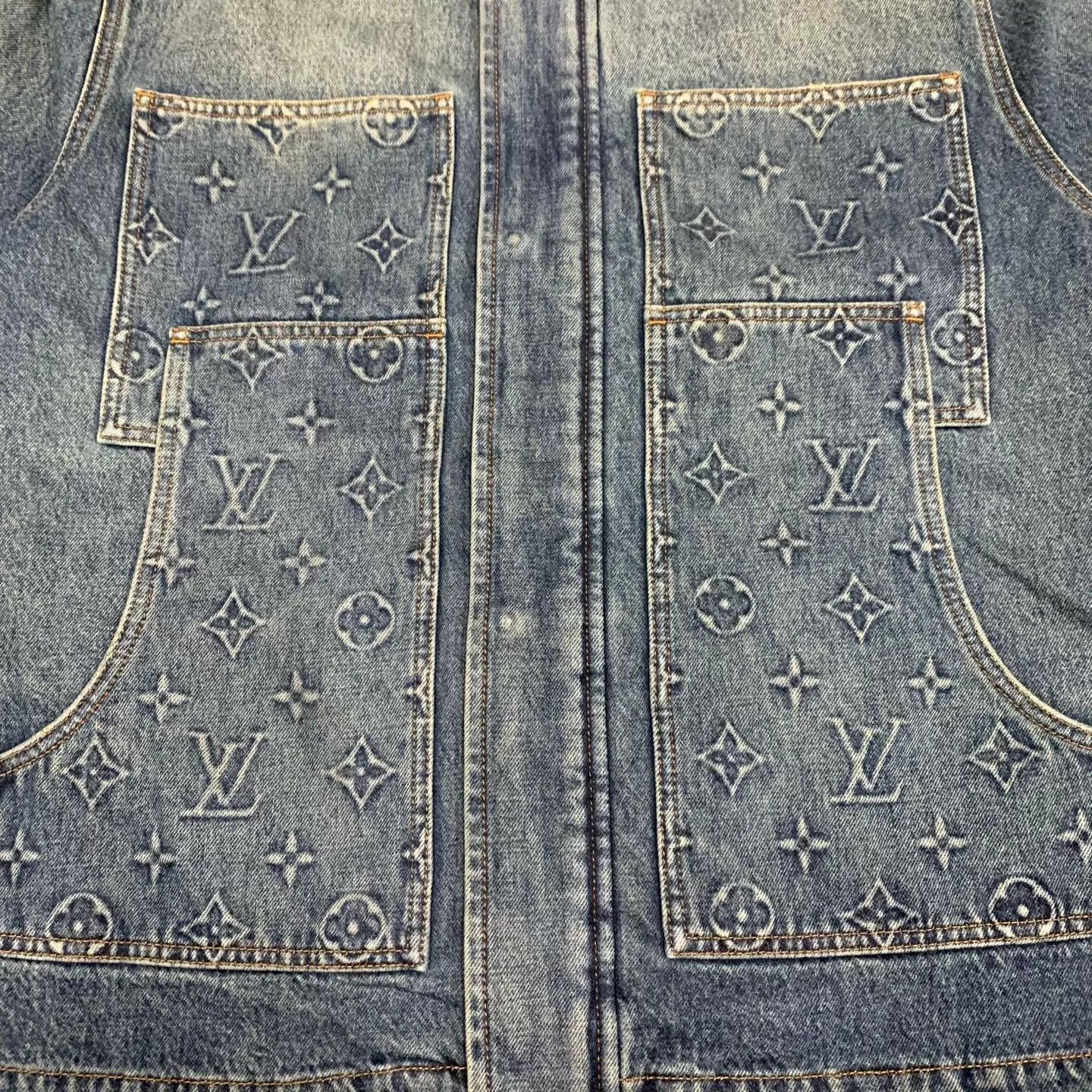 Louis Vuitton Blue Denim Jacket with Embroidered Pocket Patterns Size US L / EU 52-54 / 3 - 7 Thumbnail