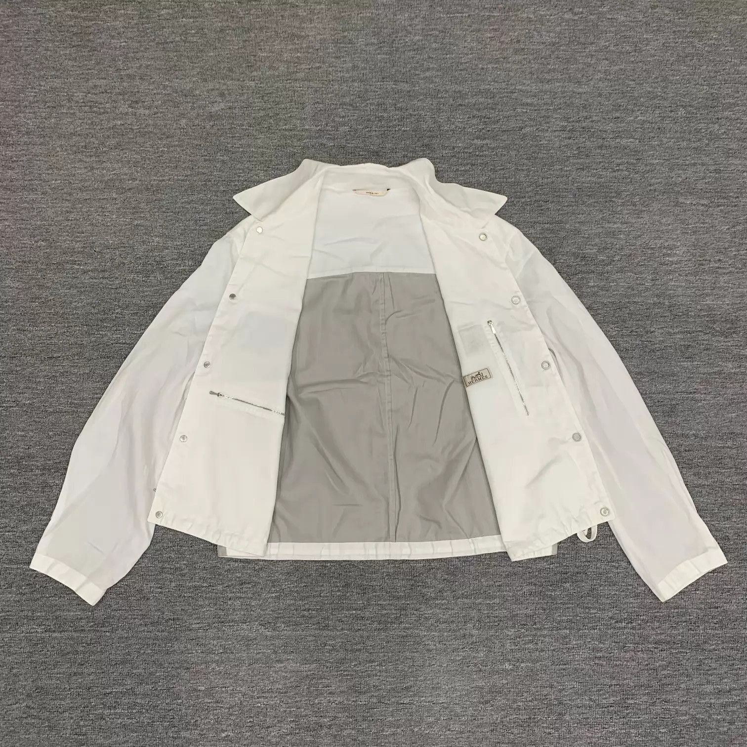 Hermes White Lightweight Jacket with Contrast Panels Size US L / EU 52-54 / 3 - 6 Thumbnail