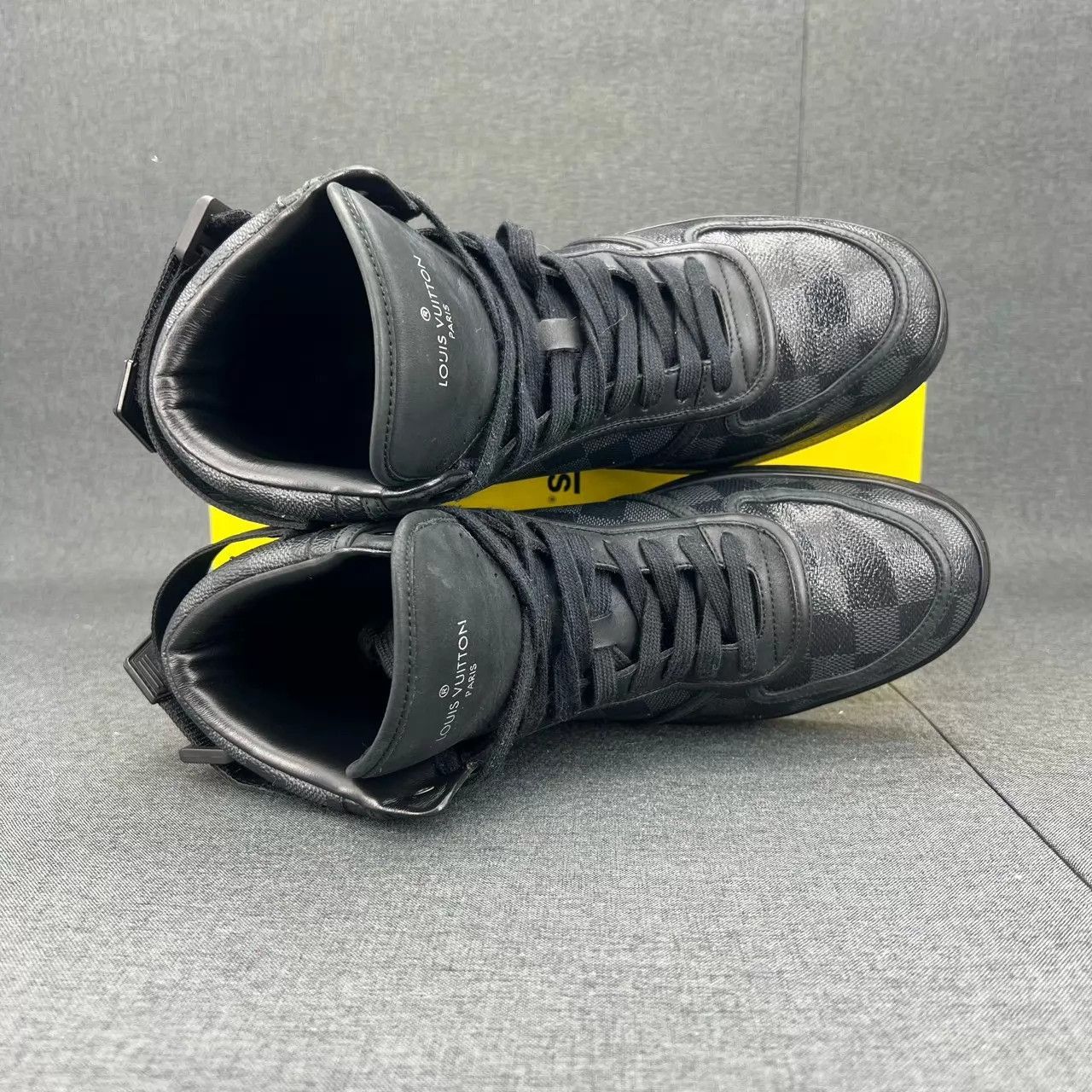 Louis Vuitton Black Checkered High-Top Sneakers Size US 7 / EU 40 - 8 Thumbnail