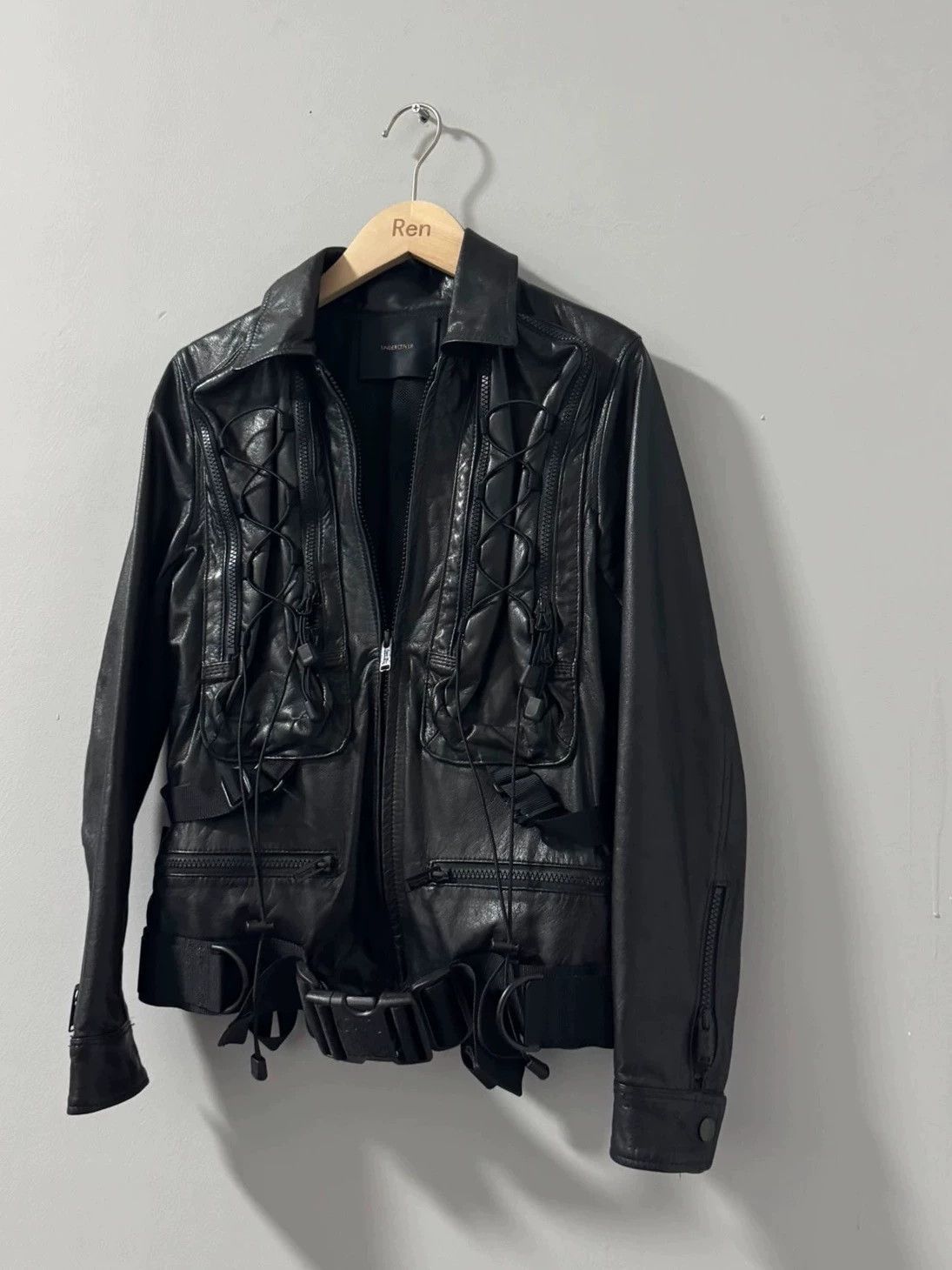Undercover Black Leather Jacket with Utility Pockets and Straps Size US S / EU 44-46 / 1 - 2 Thumbnail