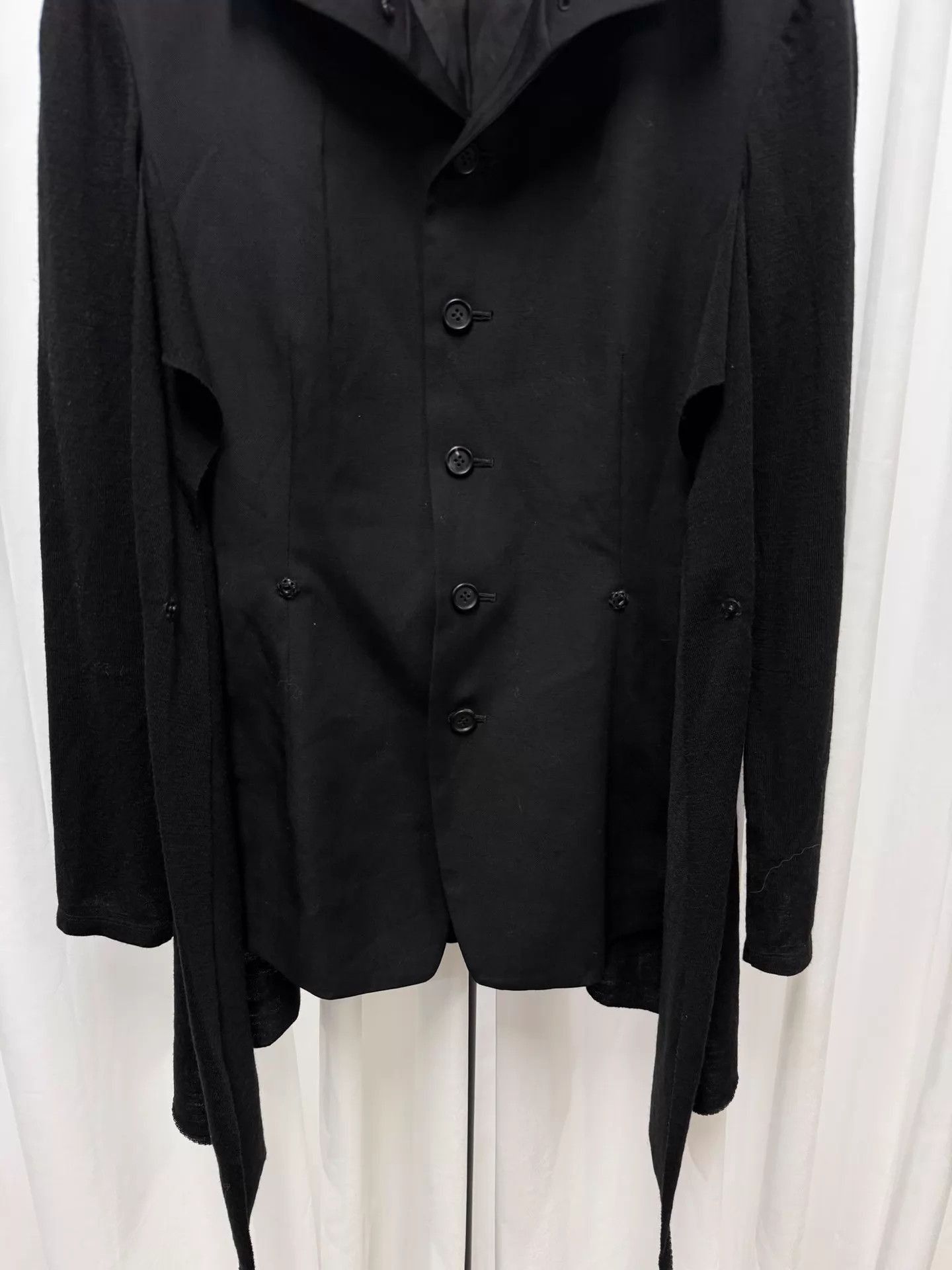 Yohji Yamamoto Black Structured Button-Front Asymmetric Hem Jacket Size US S / EU 44-46 / 1 - 2 Thumbnail