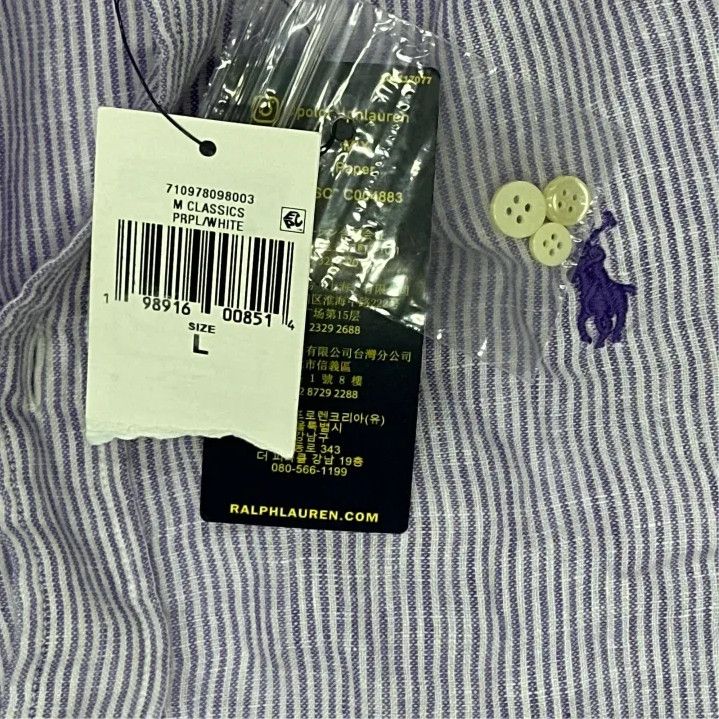 Polo Ralph Lauren Polo Ralph Lauren Purple Striped Long-Sleeve Shirt Size US L / EU 52-54 / 3 - 3 Thumbnail