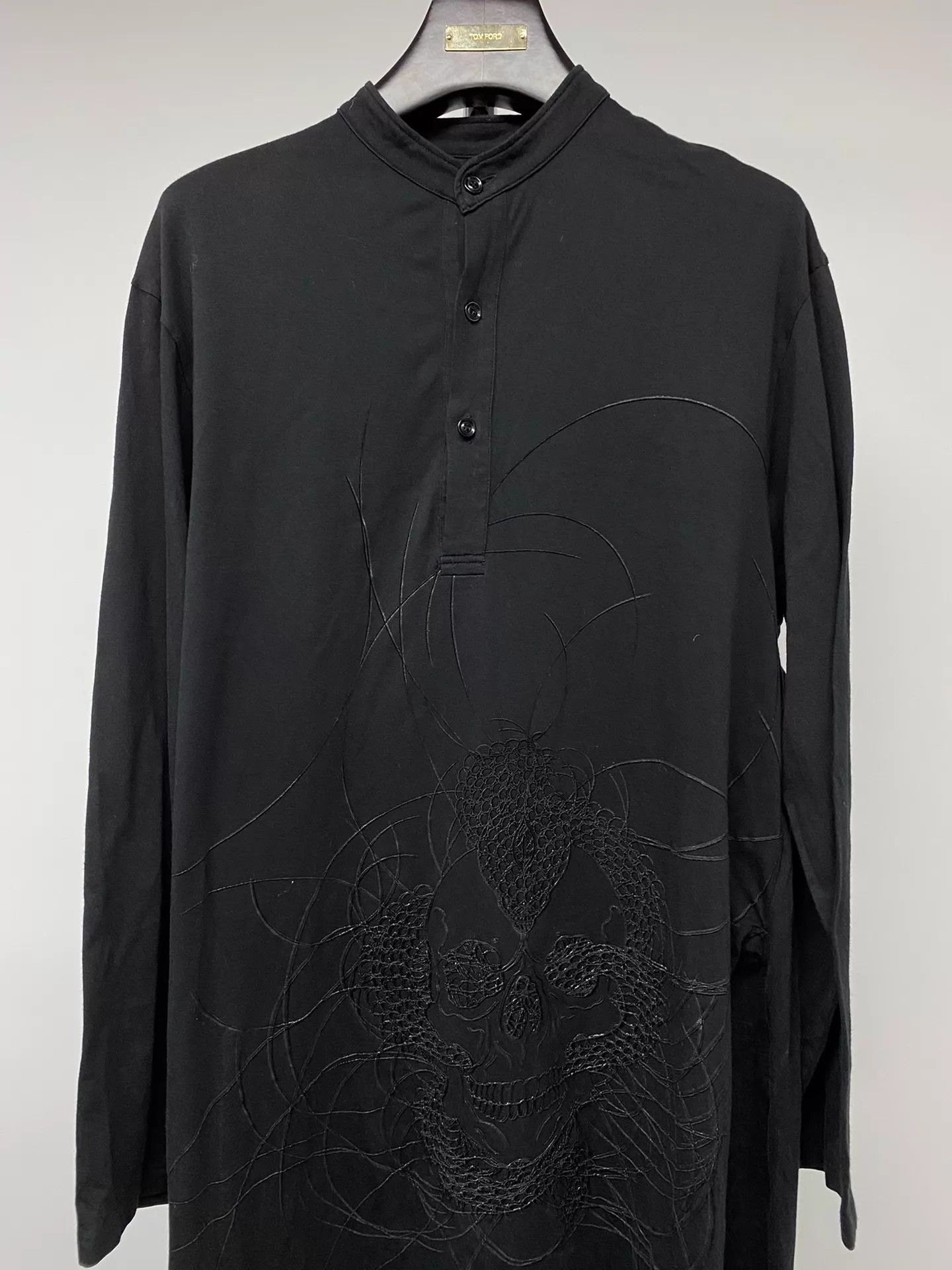 Yohji Yamamoto Black Long Sleeve Skull Embroidered Shirt L Size US L / EU 52-54 / 3 - 4 Thumbnail