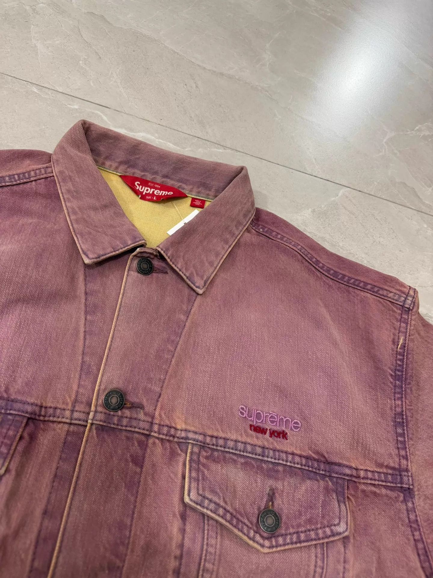 Supreme Purple Denim Jacket - Size L Size US L / EU 52-54 / 3 - 3 Thumbnail