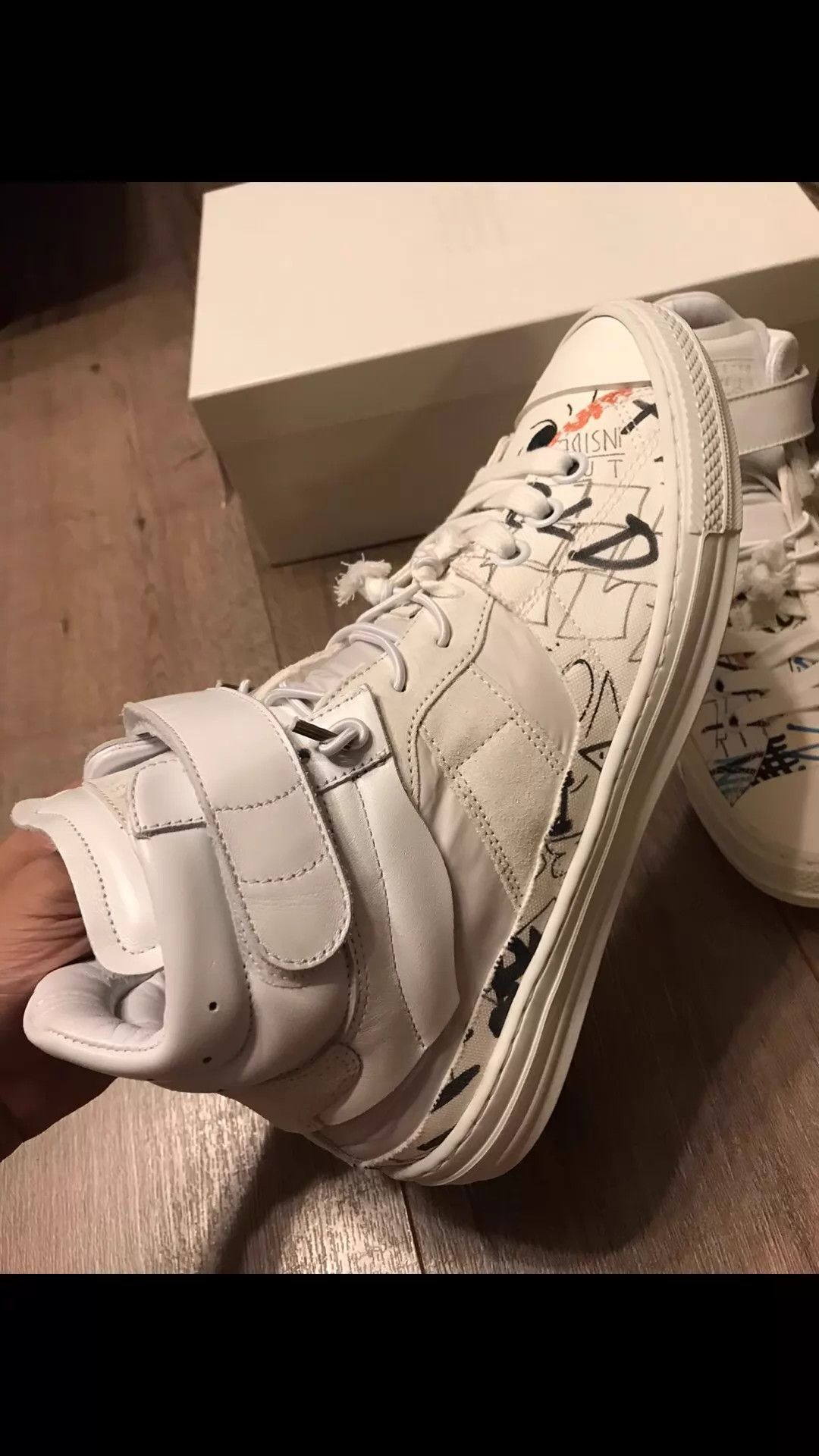 MM6 White High-Top Sneakers with Abstract Art Design Size 9 Size US 9 / EU 42 - 5 Thumbnail