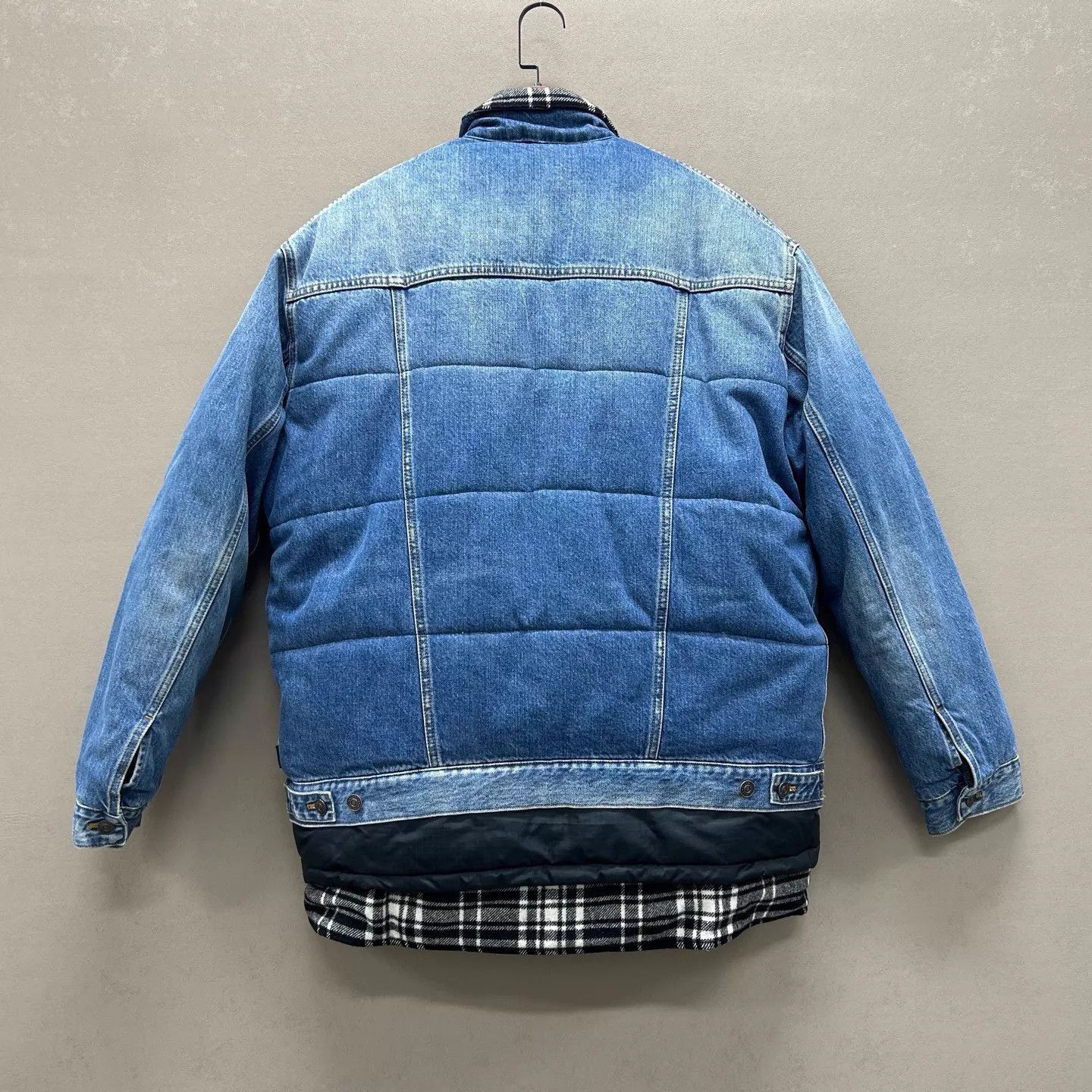 Balenciaga Blue Quilted Denim Jacket with Plaid Trim Size US S / EU 44-46 / 1 - 2 Thumbnail