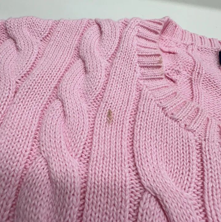 Polo Ralph Lauren Polo Ralph Lauren Men's Pink Cable-Knit Cotton Sweater Size US XXL / EU 58 / 5 - 7 Thumbnail