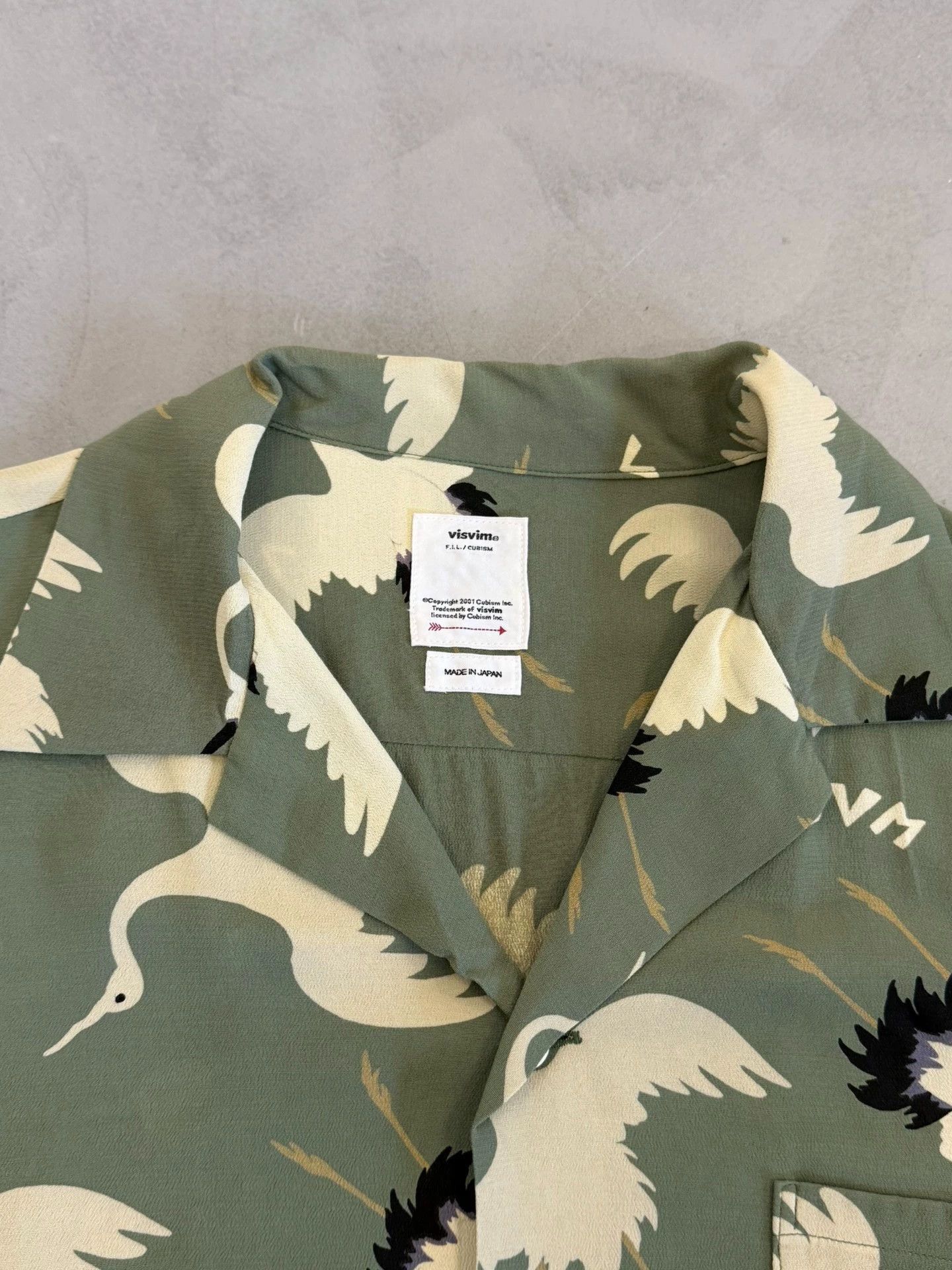 Visvim Green XL Short Sleeve Crane Print Shirt Size US XL / EU 56 / 4 - 2 Thumbnail