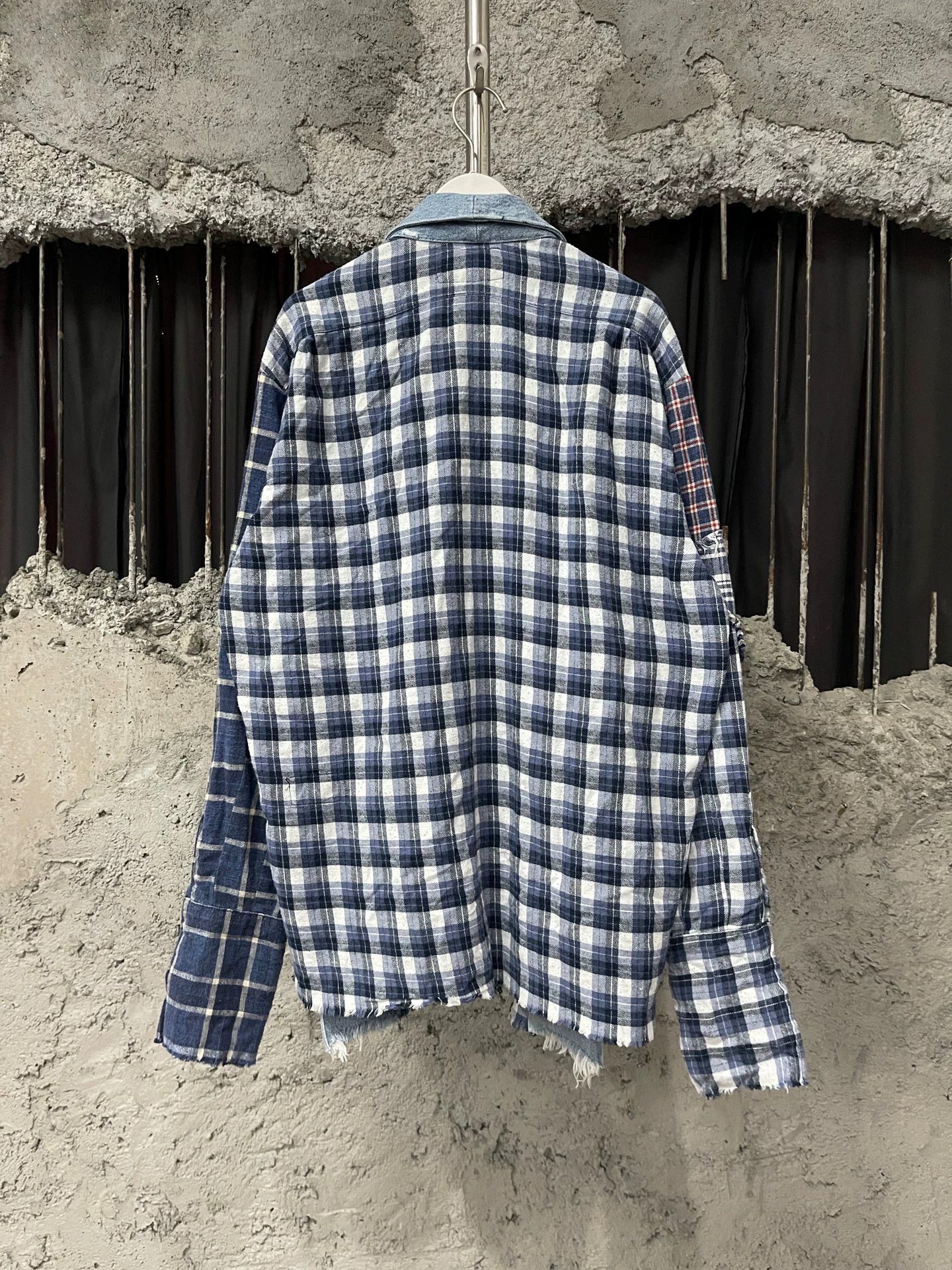 Greg Lauren Blue Patchwork Plaid Button-Up Shirt Size L Size US L / EU 52-54 / 3 - 2 Thumbnail