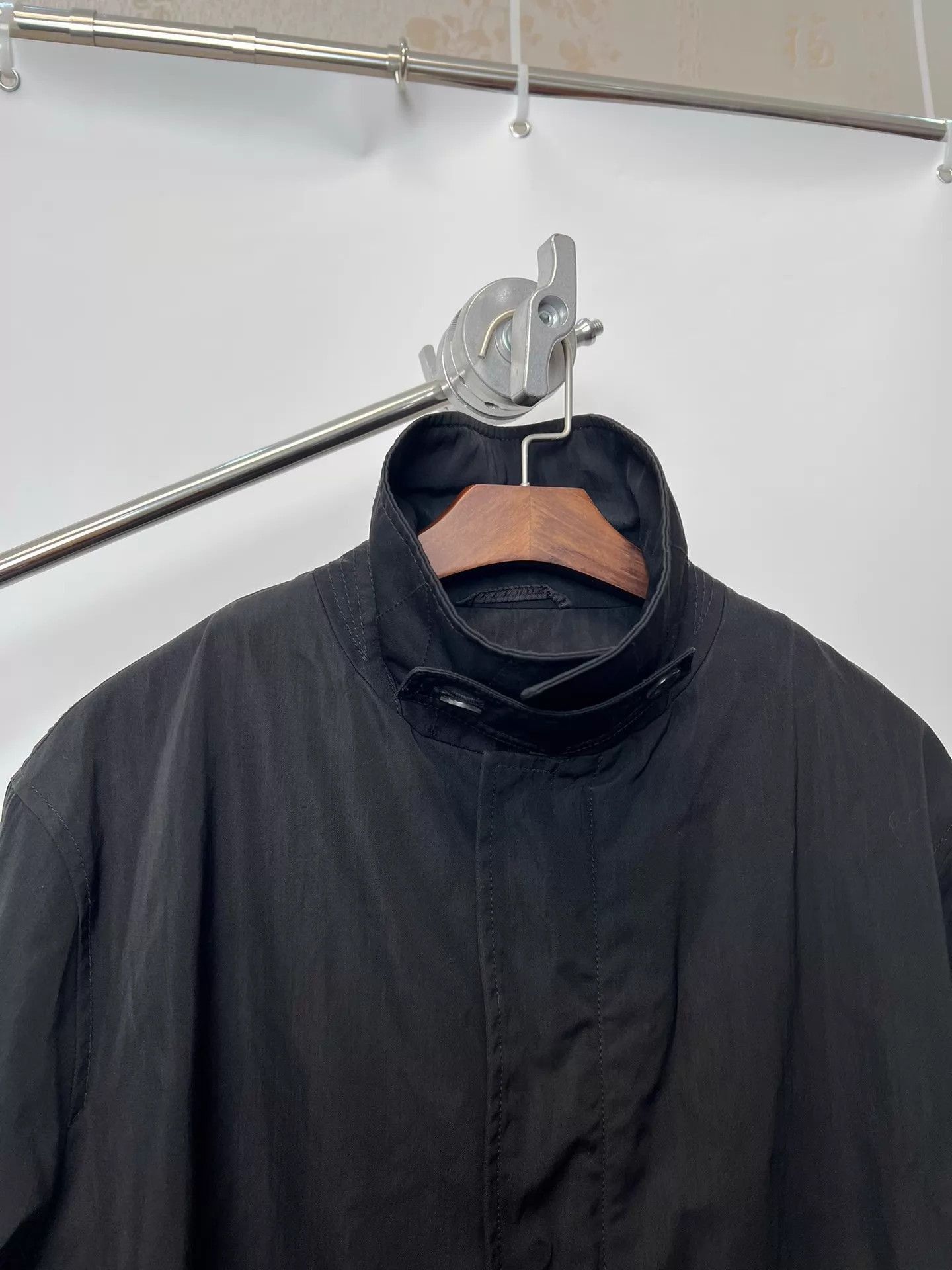 Armani Black Long Coat with Stand Collar Size L Size US L / EU 52-54 / 3 - 3 Thumbnail