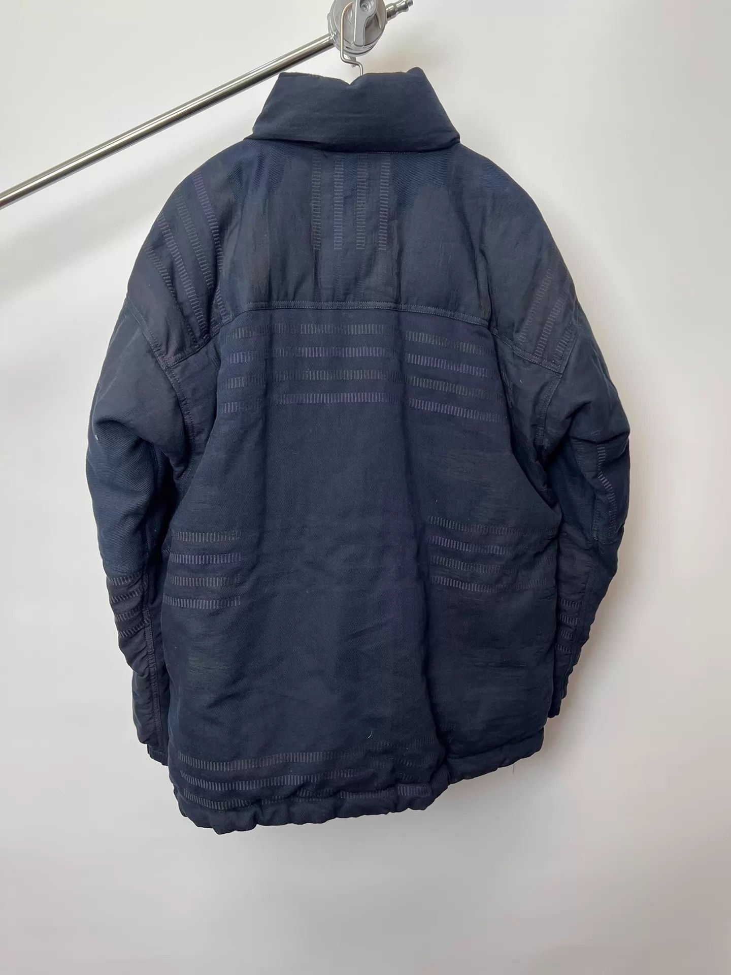 Issey Miyake Black High Collar Striped Light Jacket Size US XL / EU 56 / 4 - 5 Thumbnail