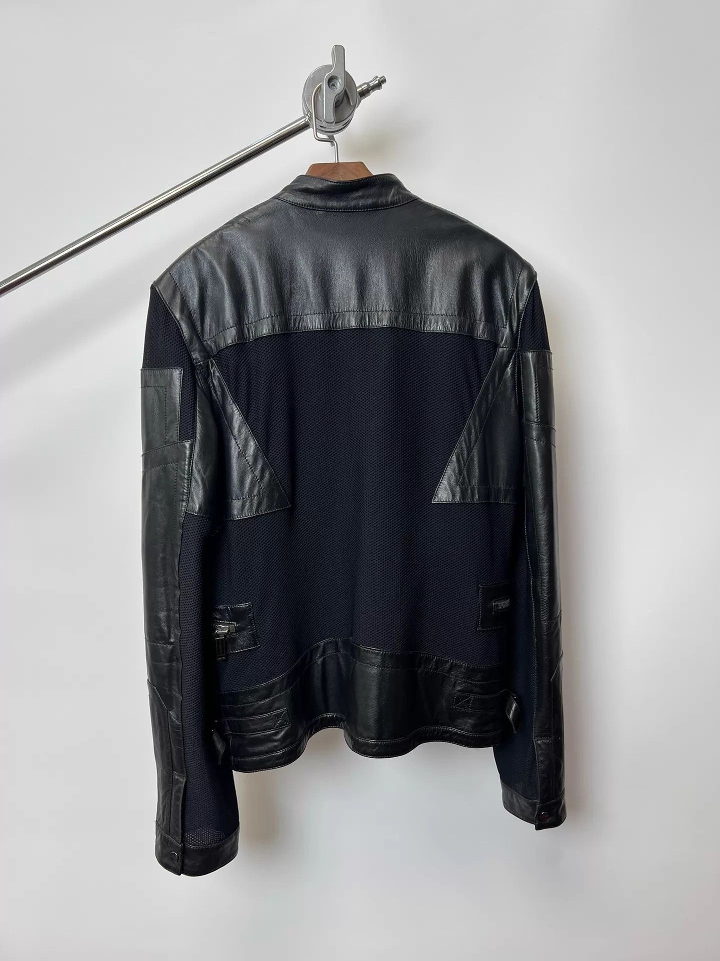 Dirk Bikkembergs Black Leather and Mesh Zip-Up Jacket Size US M / EU 48-50 / 2 - 3 Thumbnail