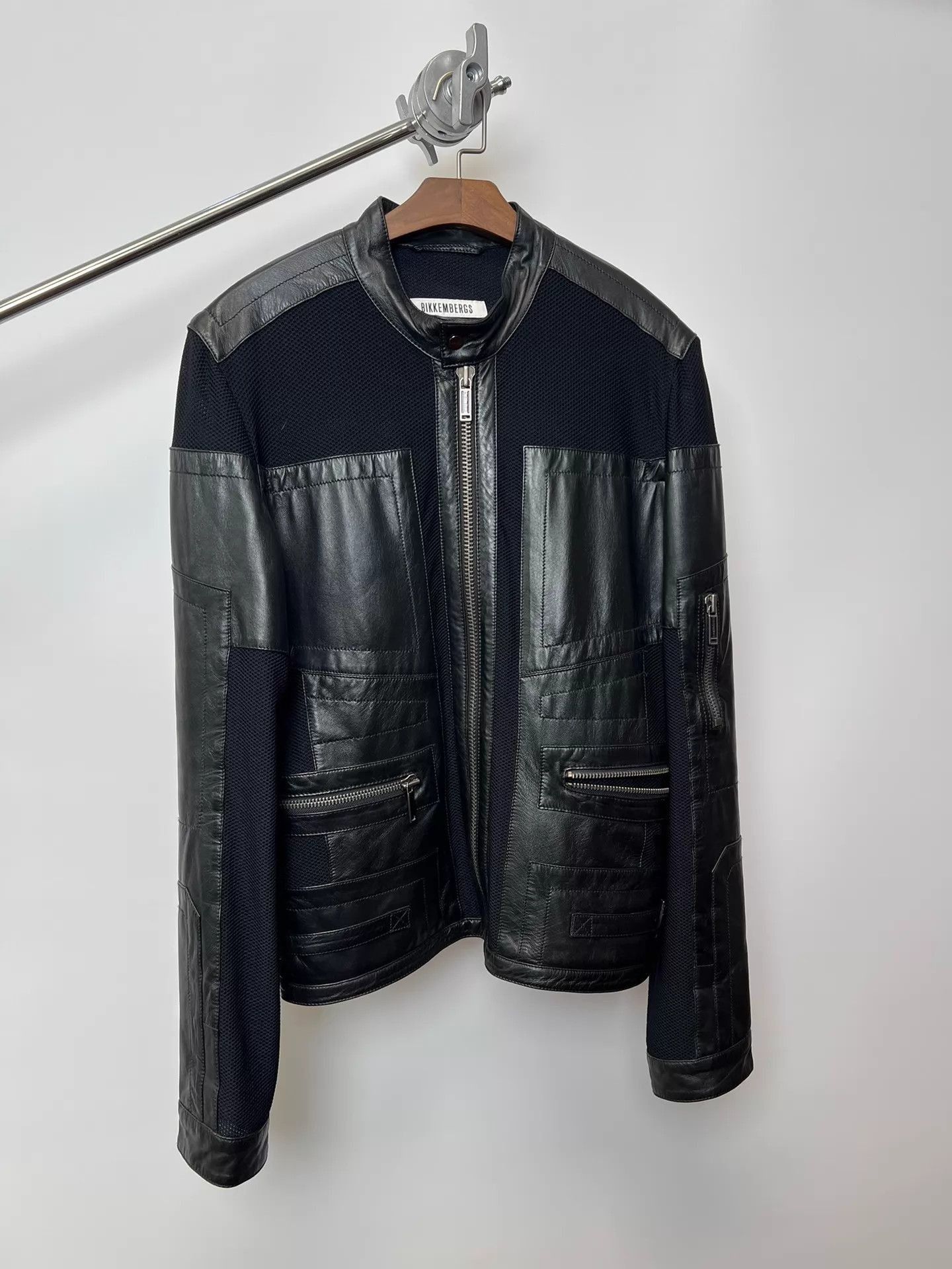 Dirk Bikkembergs Black Leather and Mesh Zip-Up Jacket Size US M / EU 48-50 / 2 - 2 Thumbnail