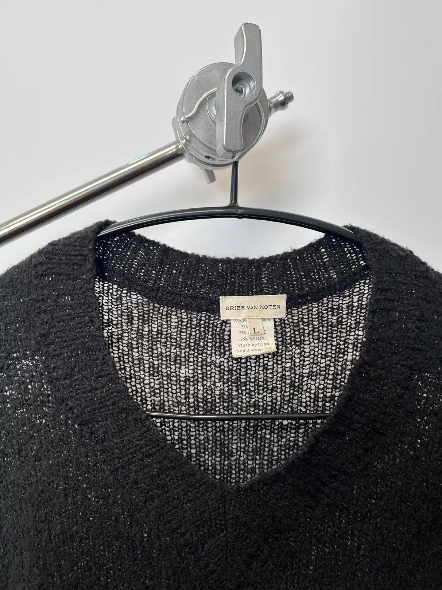 Dries Van Noten Black V-Neck Long Sleeve Knit Sweater Size US L / EU 52-54 / 3 - 3 Thumbnail