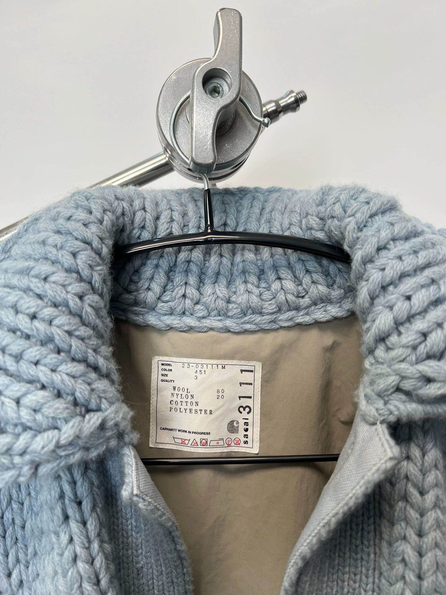 Sacai Blue Knit Collared Jacket with Pockets Size US L / EU 52-54 / 3 - 4 Thumbnail