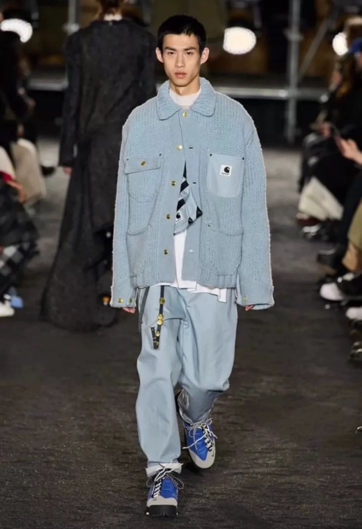 Sacai Blue Knit Collared Jacket with Pockets Size US L / EU 52-54 / 3 - 9 Thumbnail