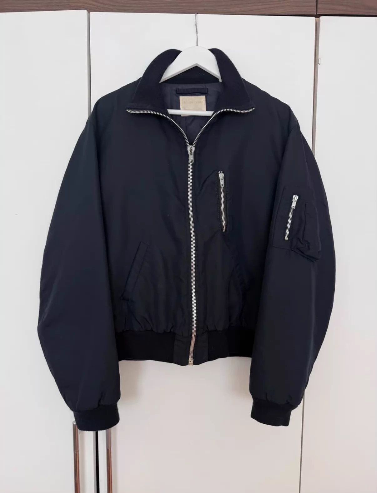 Helmut Lang Black Bomber Jacket with Zip Pockets - Size M Size US M / EU 48-50 / 2 - 2 Thumbnail