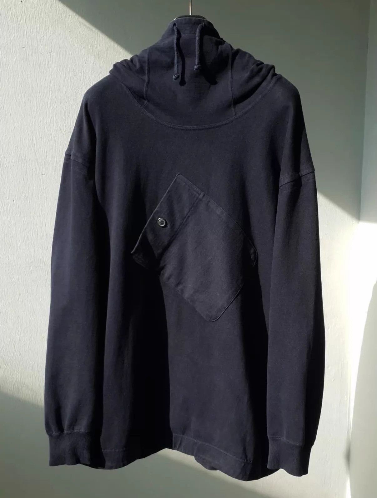 Issey Miyake Black Hoodie with Asymmetric Pocket, Size M Size US M / EU 48-50 / 2 - 2 Thumbnail