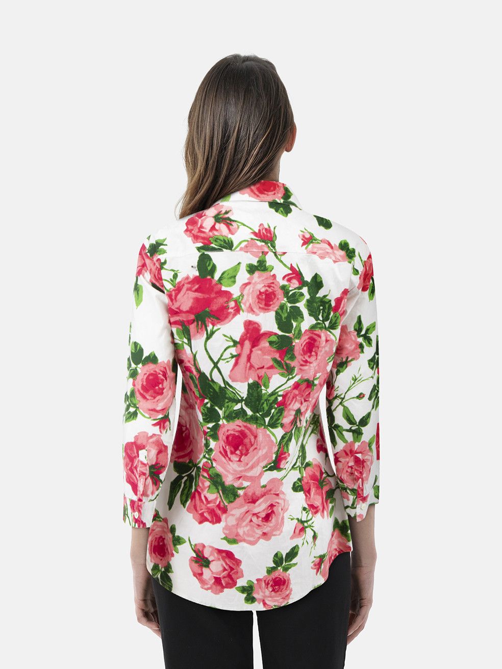 Samantha Sung Rose Print Long Sleeve Shirt Size L / US 10 / IT 46 - 2 Thumbnail