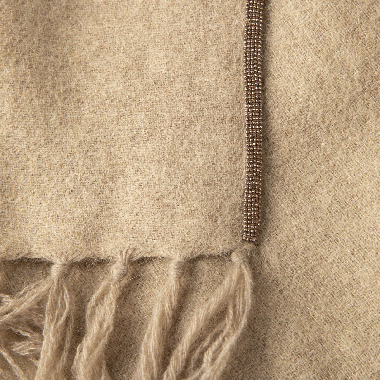 Brunello Cucinelli Beige Cashmere Beaded Shawl Size XL / US 12-14 / IT 48-50 - 3 Thumbnail