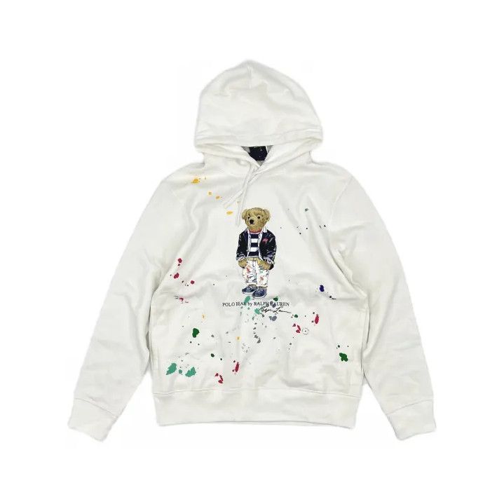 Polo Ralph Lauren Polo Ralph Lauren White Bear Print Hooded Sweatshirt Size US M / EU 48-50 / 2 - 2 Thumbnail