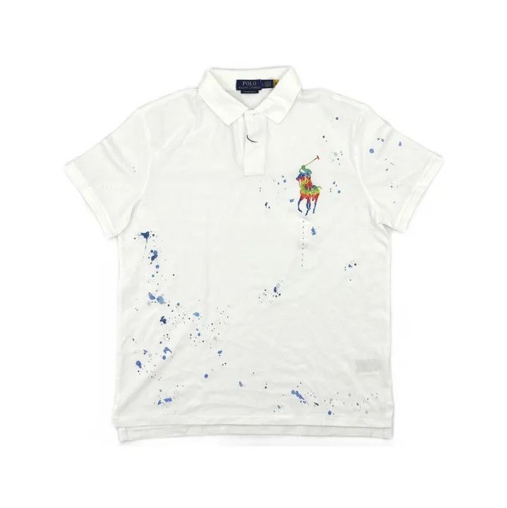 Polo Ralph Lauren Polo Ralph Lauren White Splatter Logo Polo Shirt Size US L / EU 52-54 / 3 - 2 Thumbnail