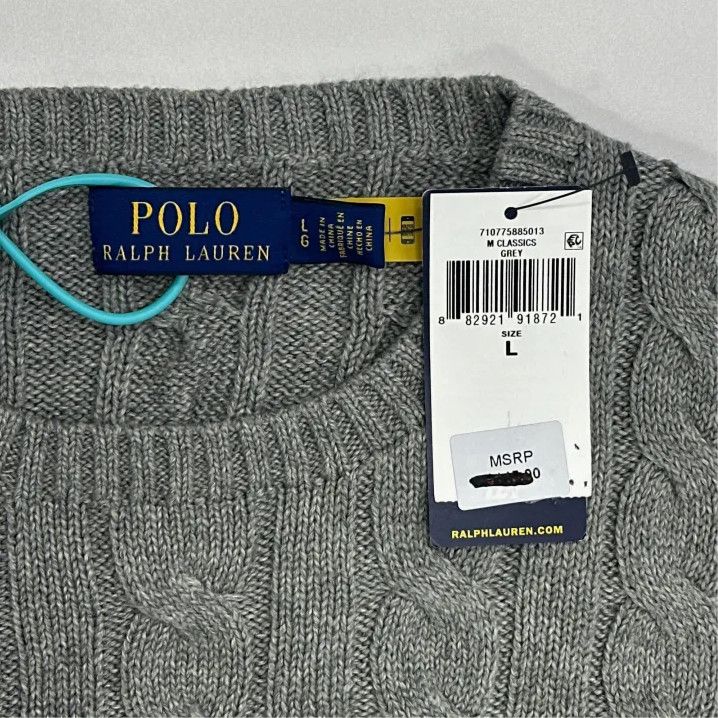 Polo Ralph Lauren Polo Ralph Lauren Men's Gray Cable-Knit Sweater Size US L / EU 52-54 / 3 - 2 Thumbnail