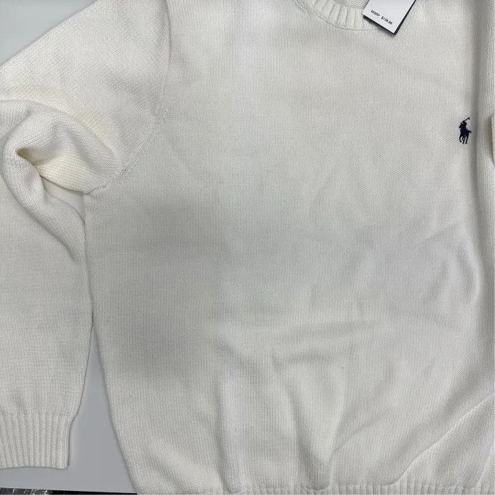 Polo Ralph Lauren Polo Ralph Lauren Men's Washed White Embroidered Knit Sweater Size US XL / EU 56 / 4 - 4 Thumbnail