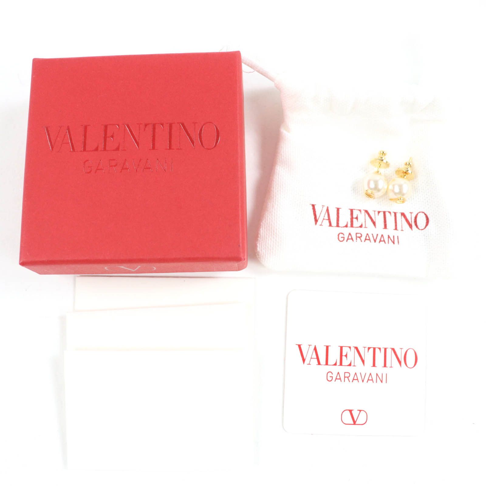 Valentino Valentino Valentino Garavani Pierce V Logo Pearl Earrings Metal Earrings DUTY FREE for USA Size ONE SIZE - 2 Thumbnail
