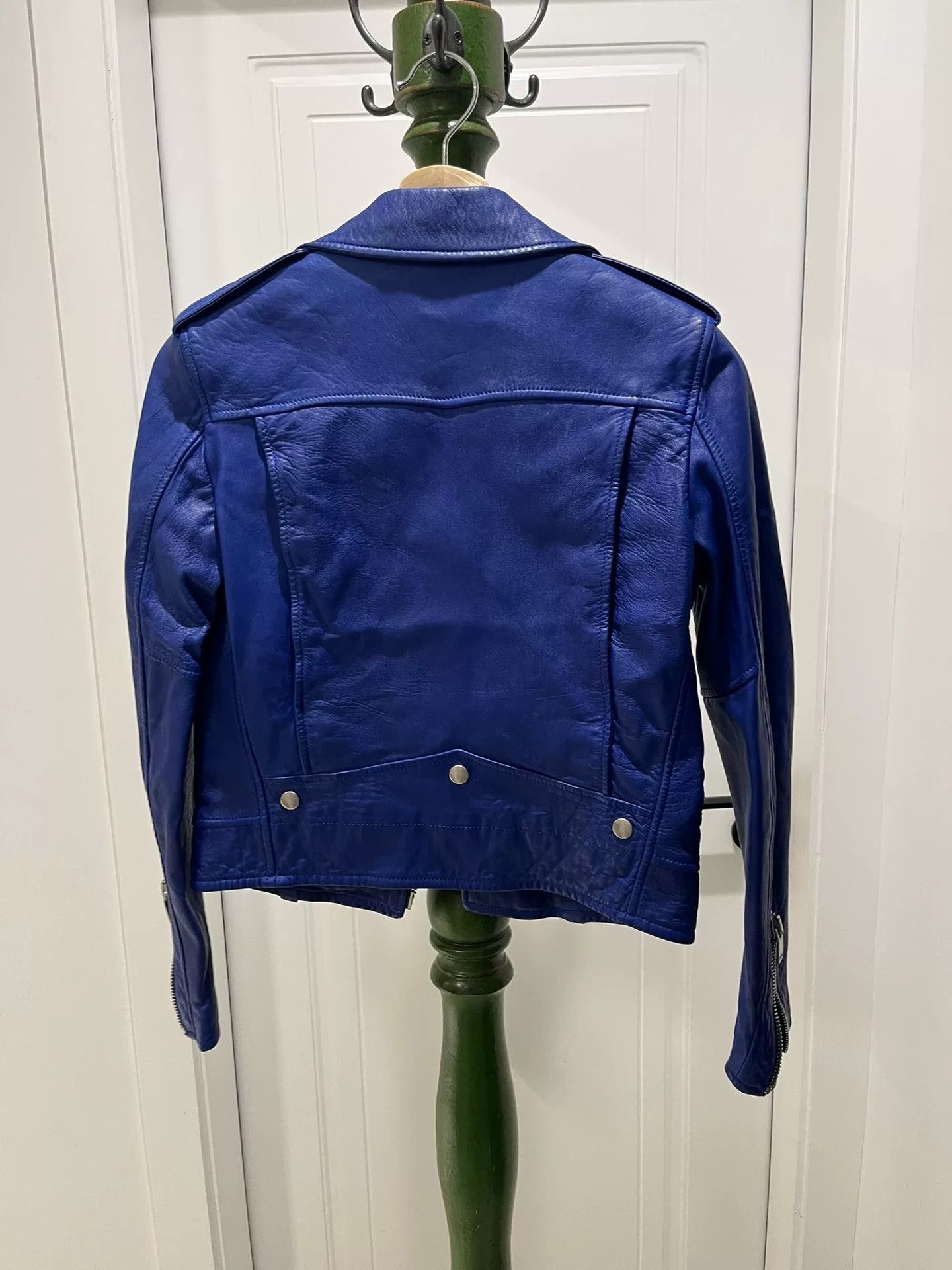 Saint Laurent Paris Saint Laurent Blue Biker Leather Jacket Size XXS / US 00 / IT 34 - 3 Thumbnail