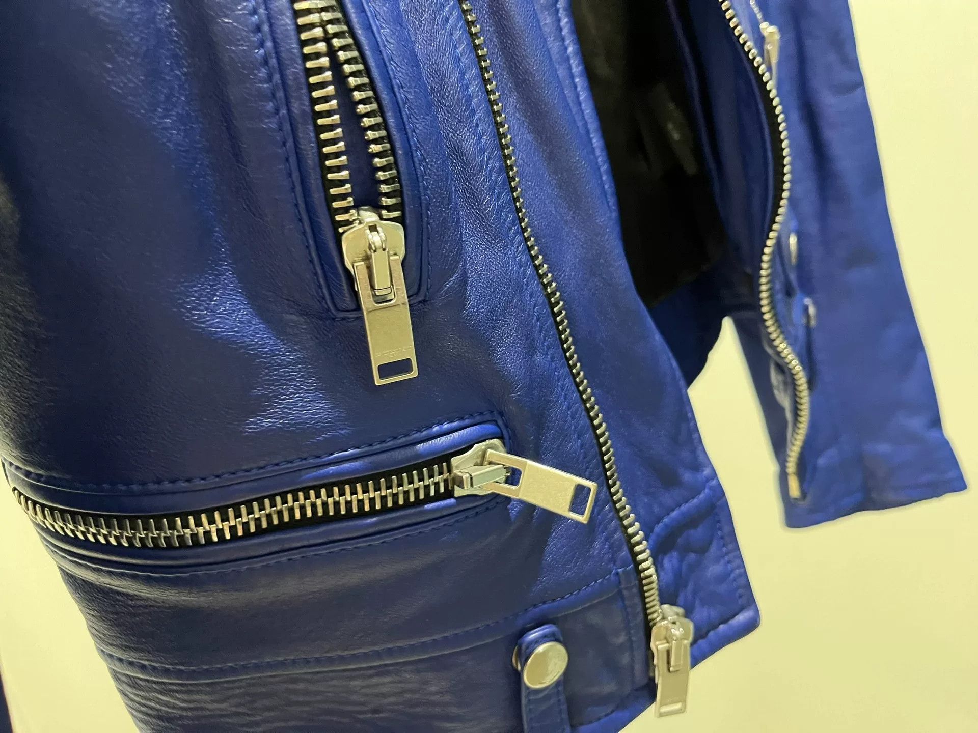 Saint Laurent Paris Saint Laurent Blue Biker Leather Jacket Size XXS / US 00 / IT 34 - 5 Thumbnail