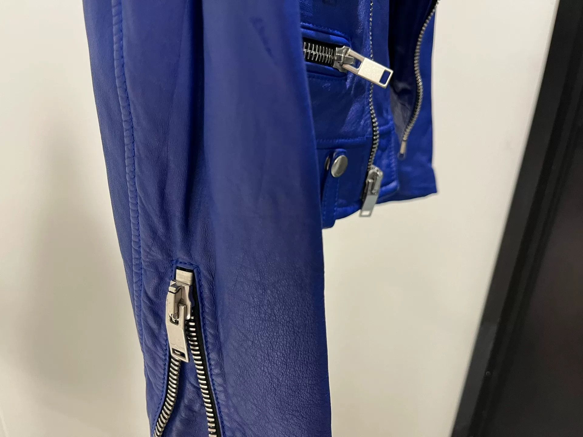 Saint Laurent Paris Saint Laurent Blue Biker Leather Jacket Size XXS / US 00 / IT 34 - 6 Thumbnail
