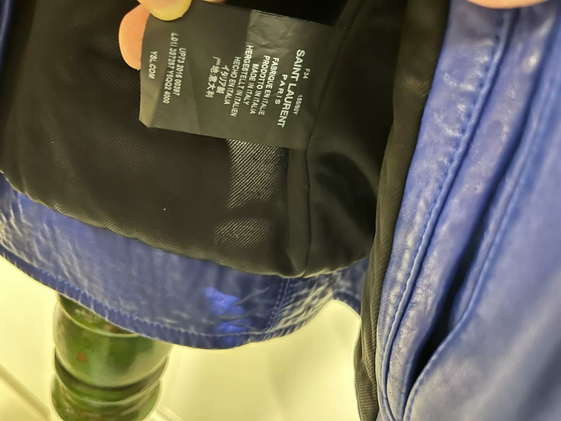 Saint Laurent Paris Saint Laurent Blue Biker Leather Jacket Size XXS / US 00 / IT 34 - 4 Thumbnail