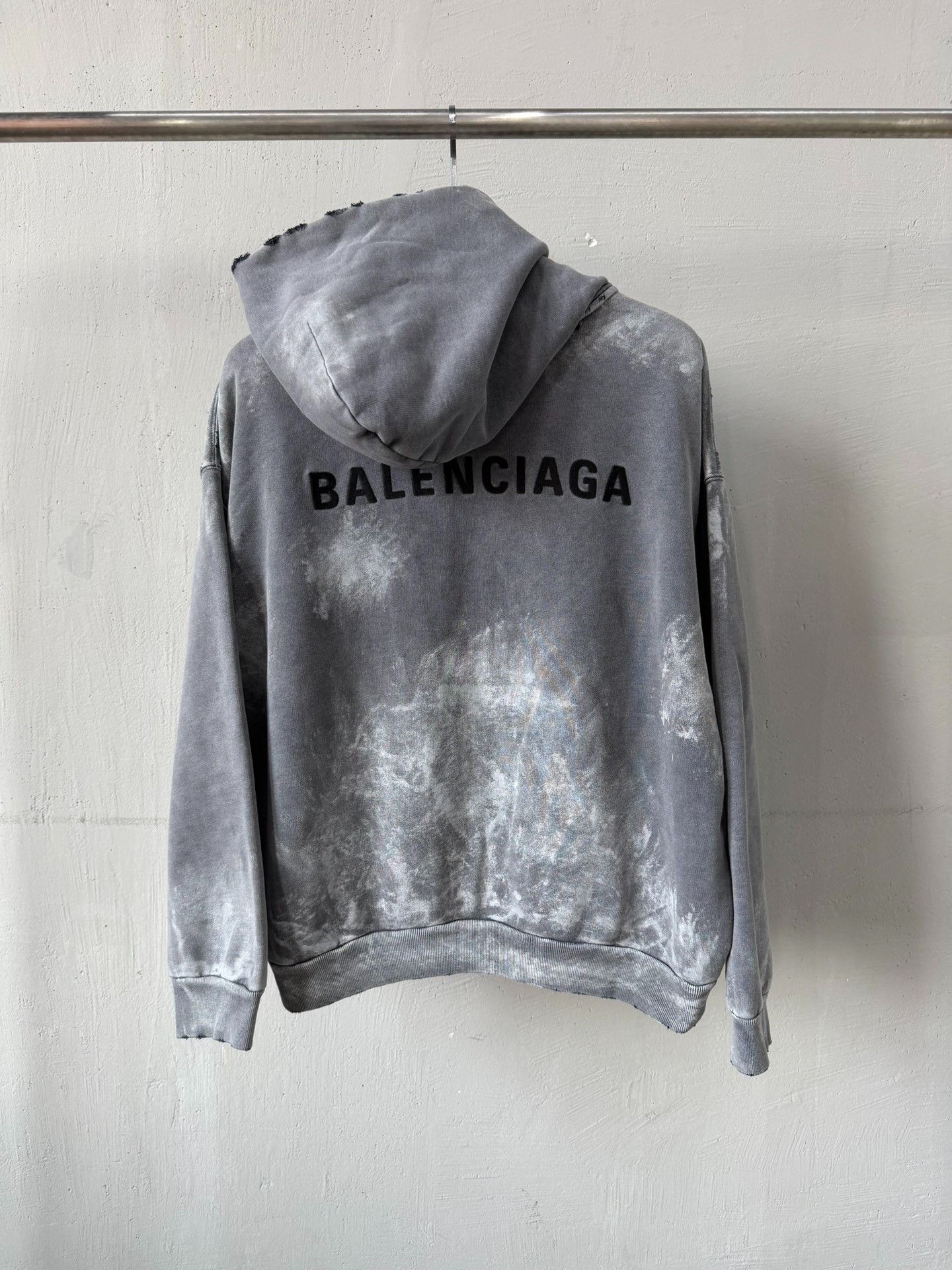 Saint Laurent Paris Balenciaga Gray Tie-Dye Logo Hoodie Size US S / EU 44-46 / 1 - 3 Thumbnail