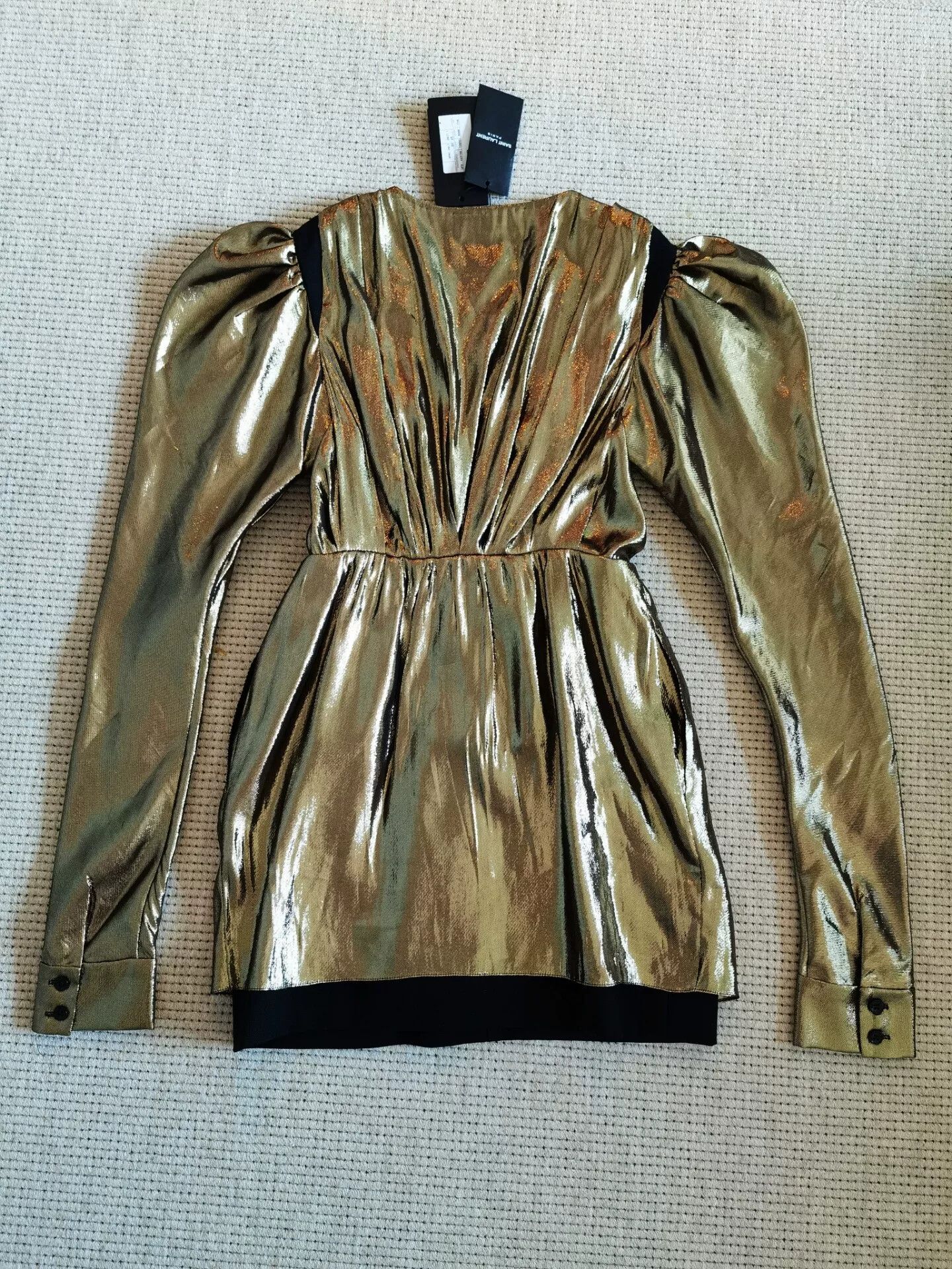 Saint Laurent Paris Saint Laurent 17 Gold Metallic Dress Size S / US 4 / IT 40 - 2 Thumbnail