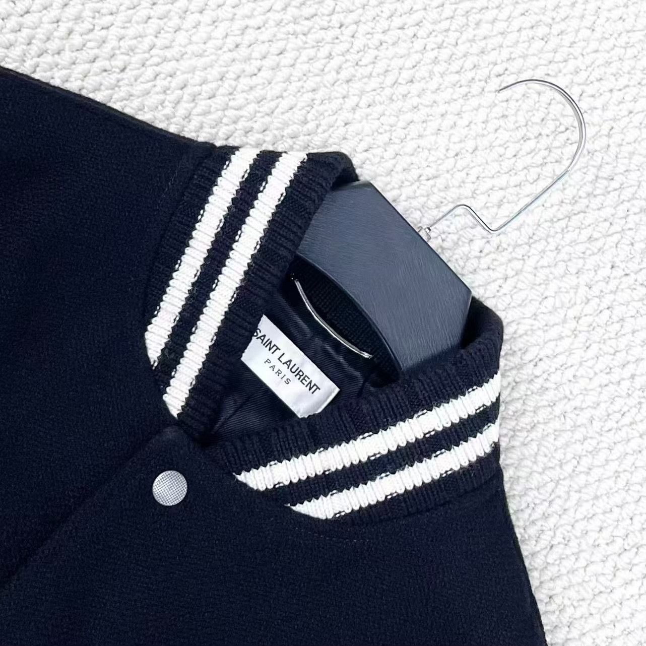 Saint Laurent Paris Saint Laurent Striped Embroidered Baseball Jacket Size US L / EU 52-54 / 3 - 3 Thumbnail