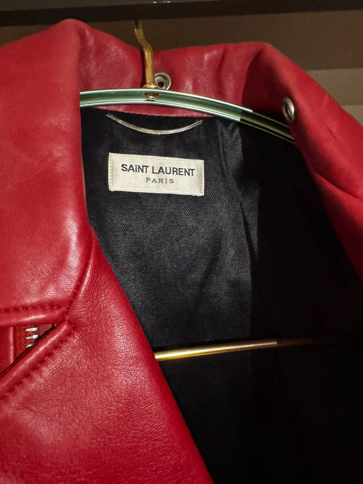 Saint Laurent Paris SAINT LAURENT Red Leather Biker Jacket Size XS / US 0-2 / IT 36-38 - 2 Thumbnail