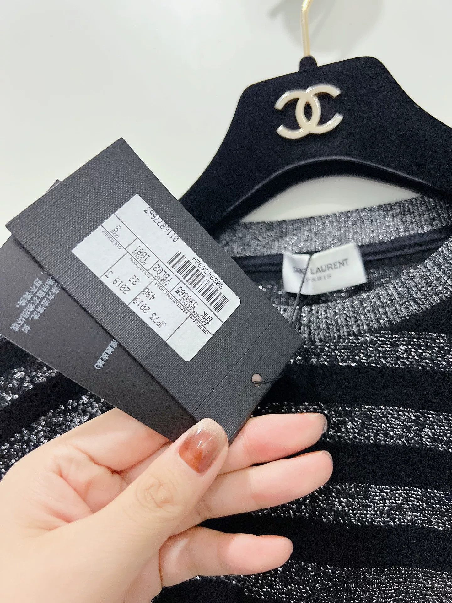 Saint Laurent Paris Saint Laurent Silver Black Striped Sweater Size S / US 4 / IT 40 - 6 Thumbnail