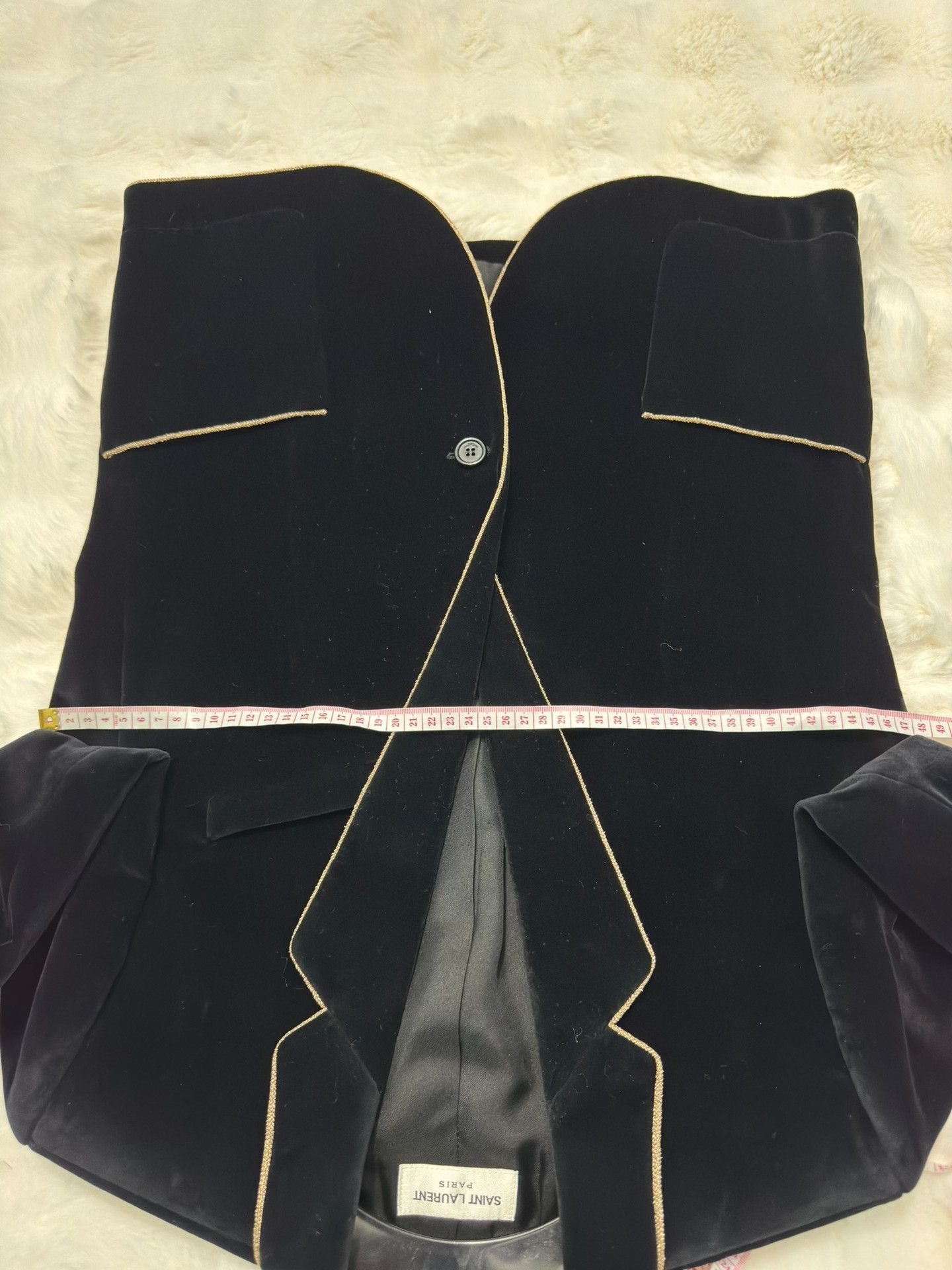 Saint Laurent Paris Saint Laurent Black Velvet Gold Trim Blazer Size US XS / EU 42 / 0 - 8 Thumbnail