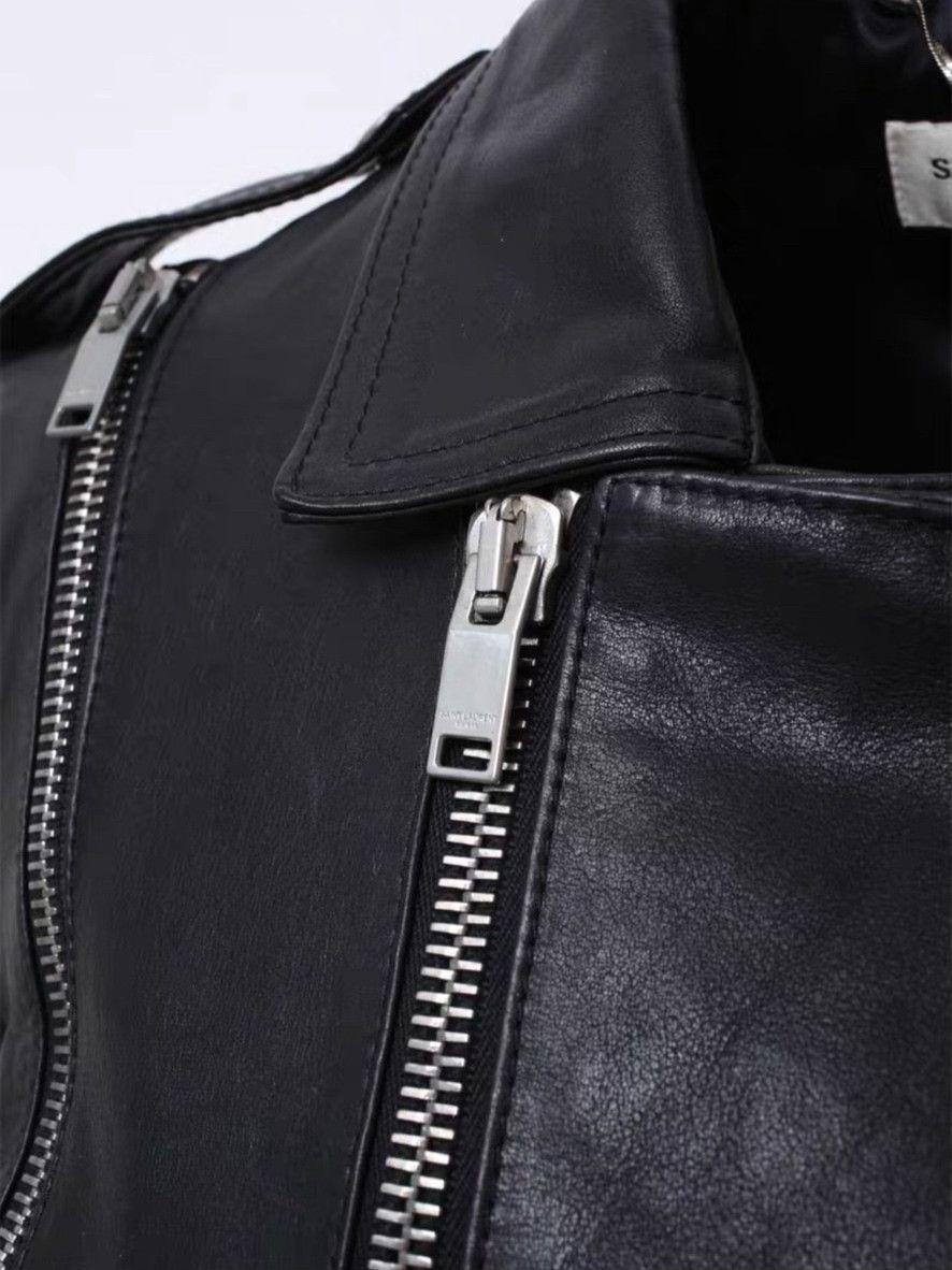 Saint Laurent Paris Saint Laurent Black Leather Zip Jacket Size XS / US 0-2 / IT 36-38 - 6 Thumbnail