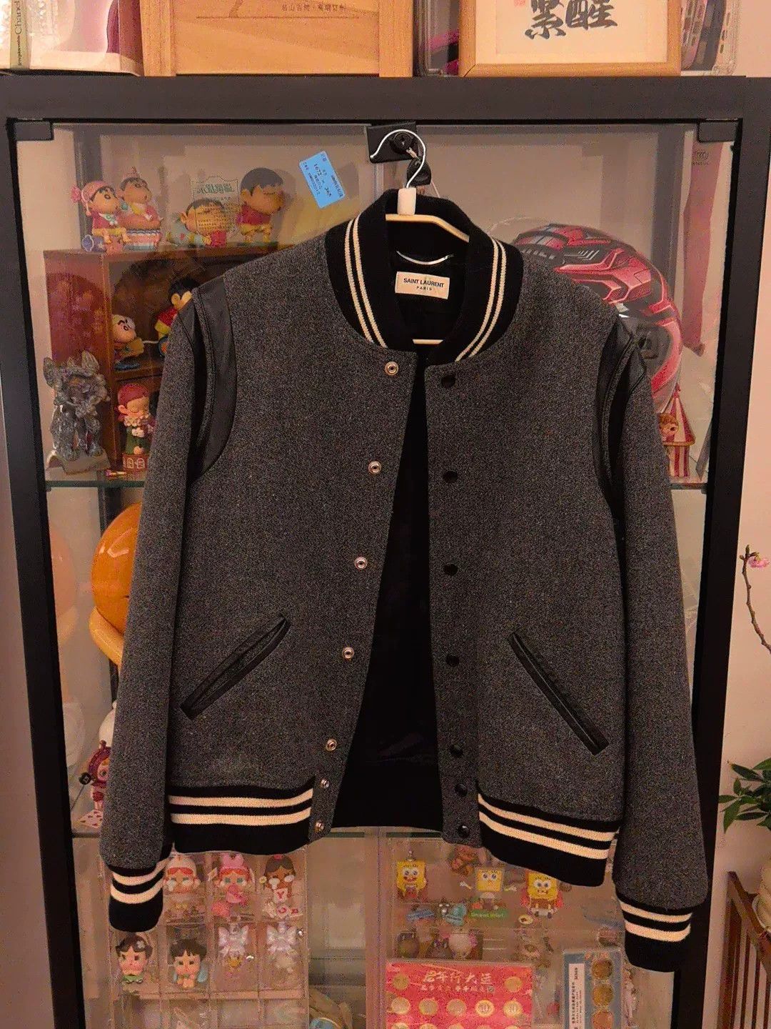 Saint Laurent Paris Saint Laurent Gray Wool Leather Sleeve Jacket Size US L / EU 52-54 / 3 - 5 Thumbnail