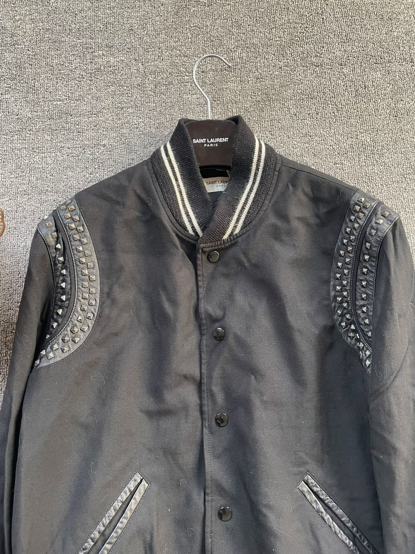 Saint Laurent Paris Saint Laurent Studded Varsity Jacket Size US L / EU 52-54 / 3 - 3 Thumbnail