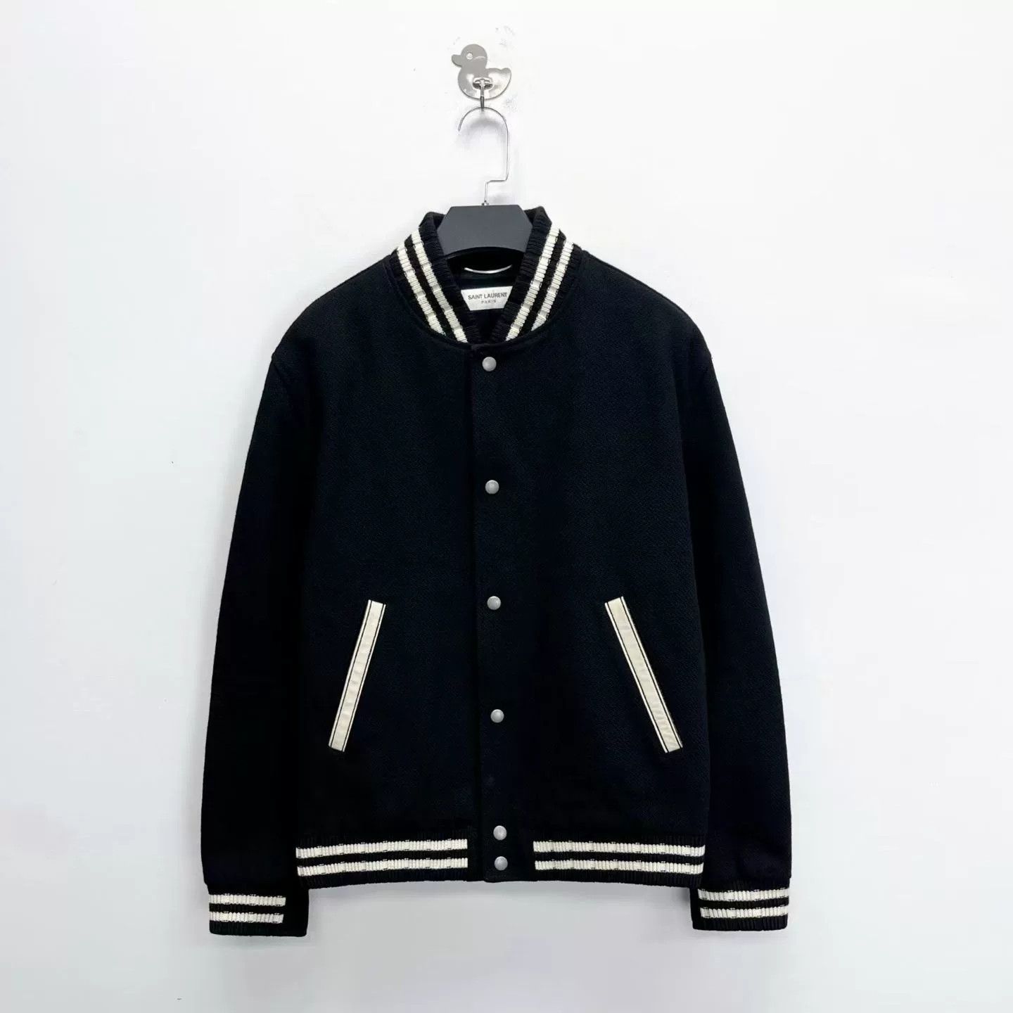 Saint Laurent Paris Saint Laurent Black Wool Baseball Jacket Size US L / EU 52-54 / 3 - 2 Thumbnail