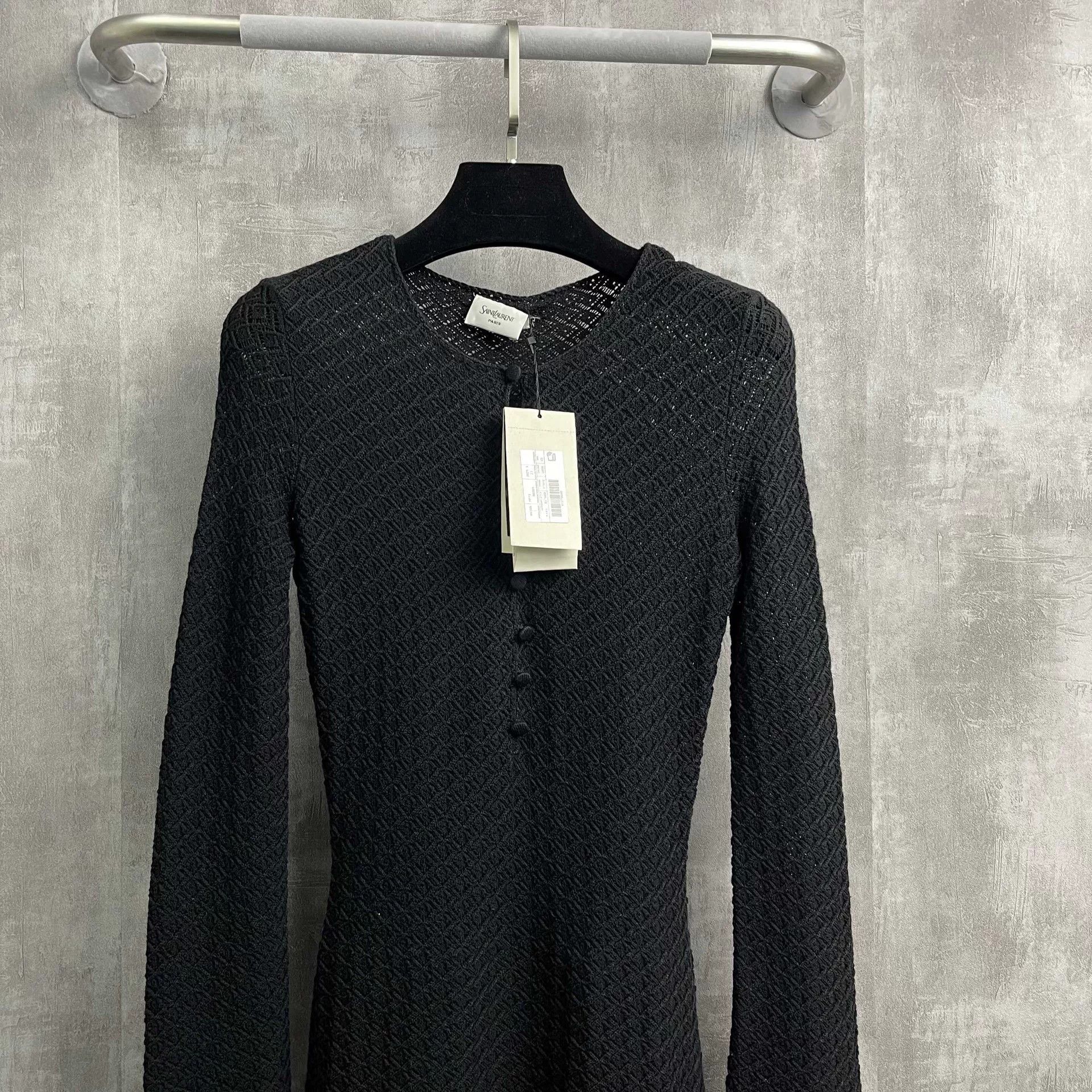 Saint Laurent Paris Saint Laurent 25 New Black Long-Sleeve Knit Dress Size XS / US 0-2 / IT 36-38 - 2 Thumbnail