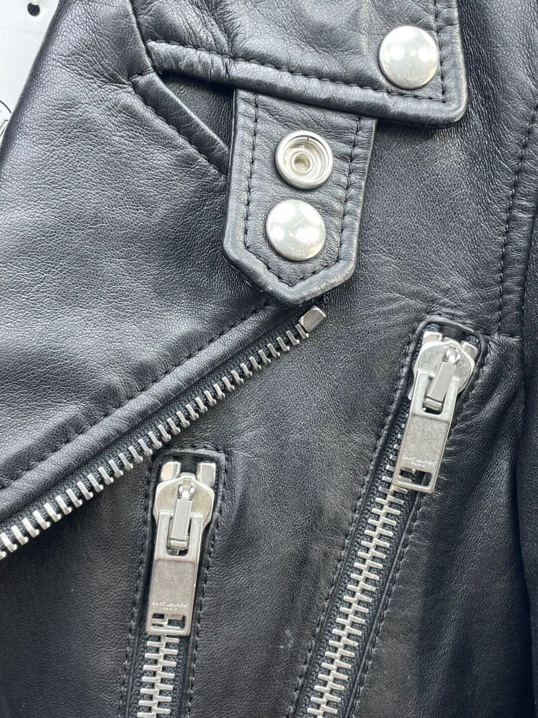 Saint Laurent Paris YSL Saint Laurent Black Biker Jacket Size XS / US 0-2 / IT 36-38 - 6 Thumbnail