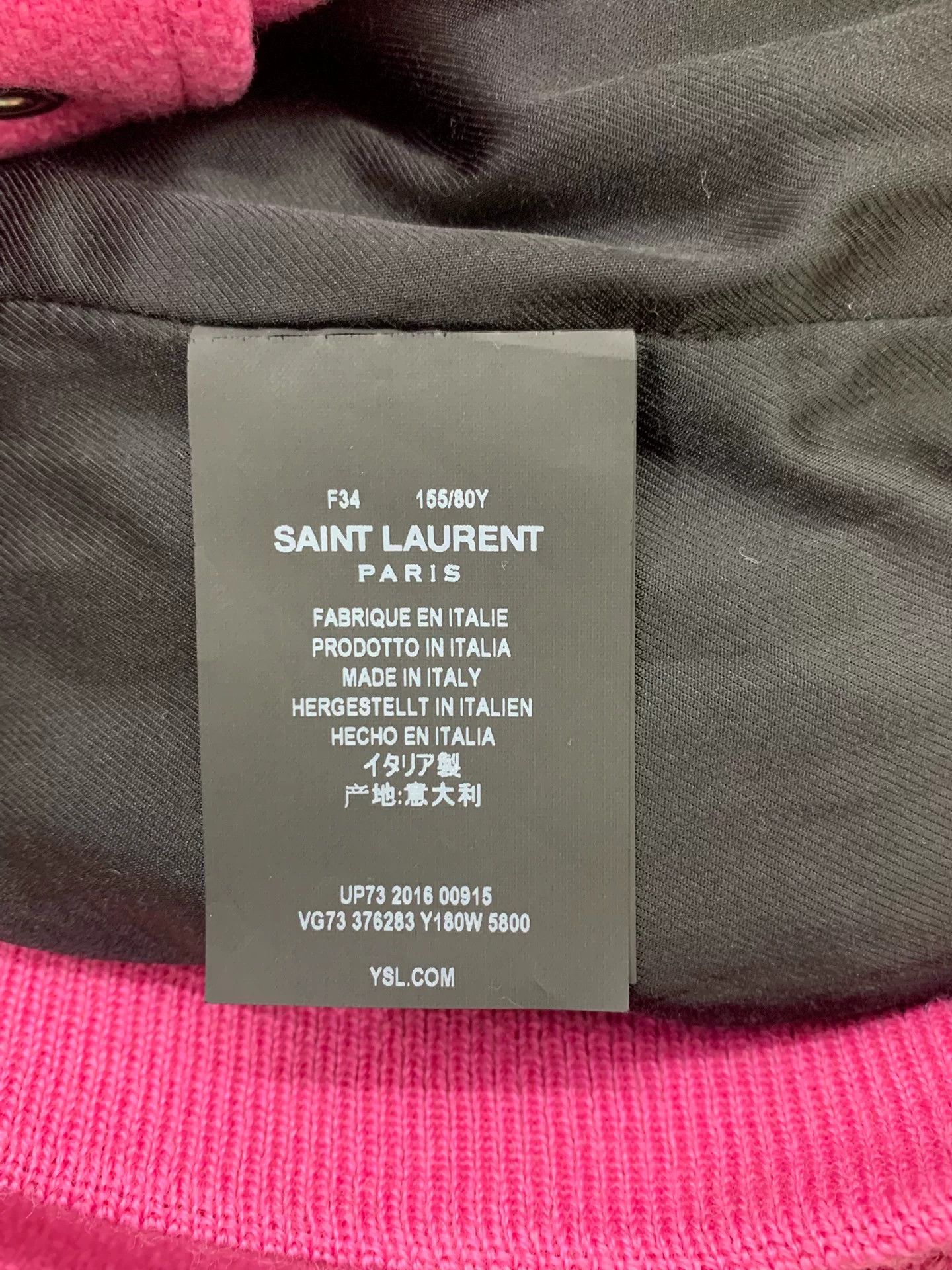 Saint Laurent Paris Saint Laurent Pink Varsity Jacket Size XXS / US 00 / IT 34 - 4 Thumbnail