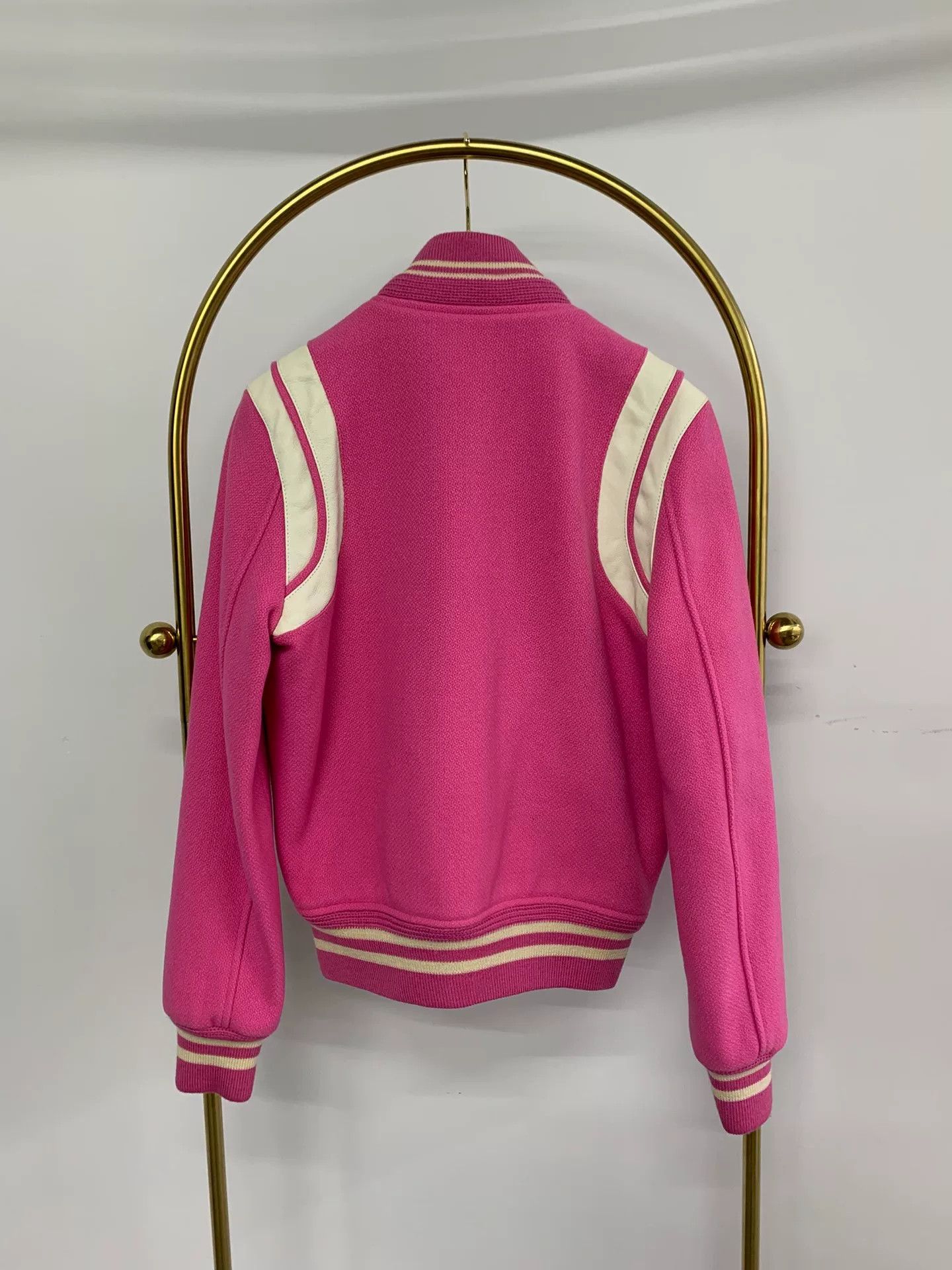 Saint Laurent Paris Saint Laurent Pink Varsity Jacket Size XXS / US 00 / IT 34 - 2 Thumbnail