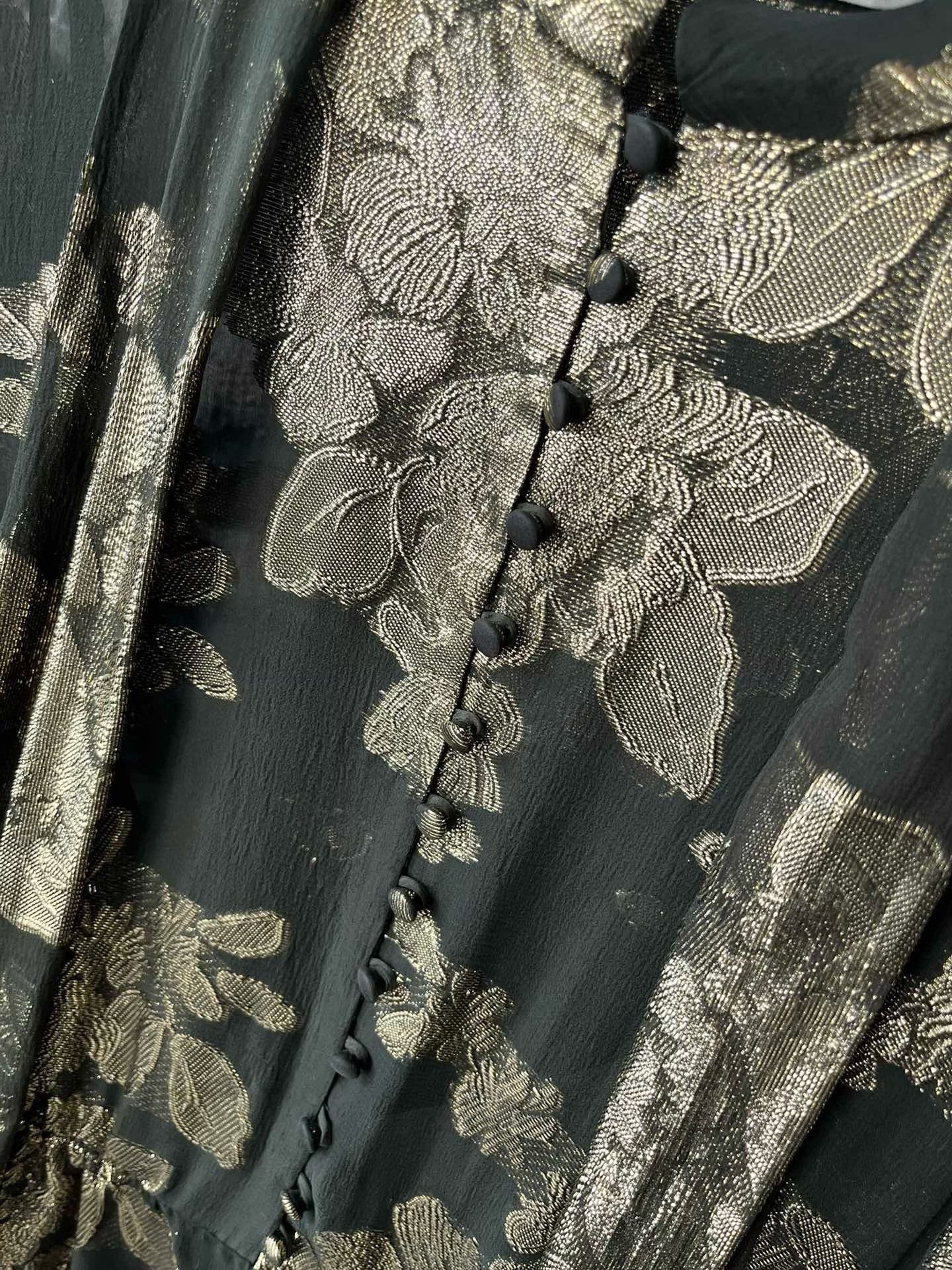 Saint Laurent Paris Saint Laurent Dark Green Silk Dress Size S / US 4 / IT 40 - 2 Thumbnail