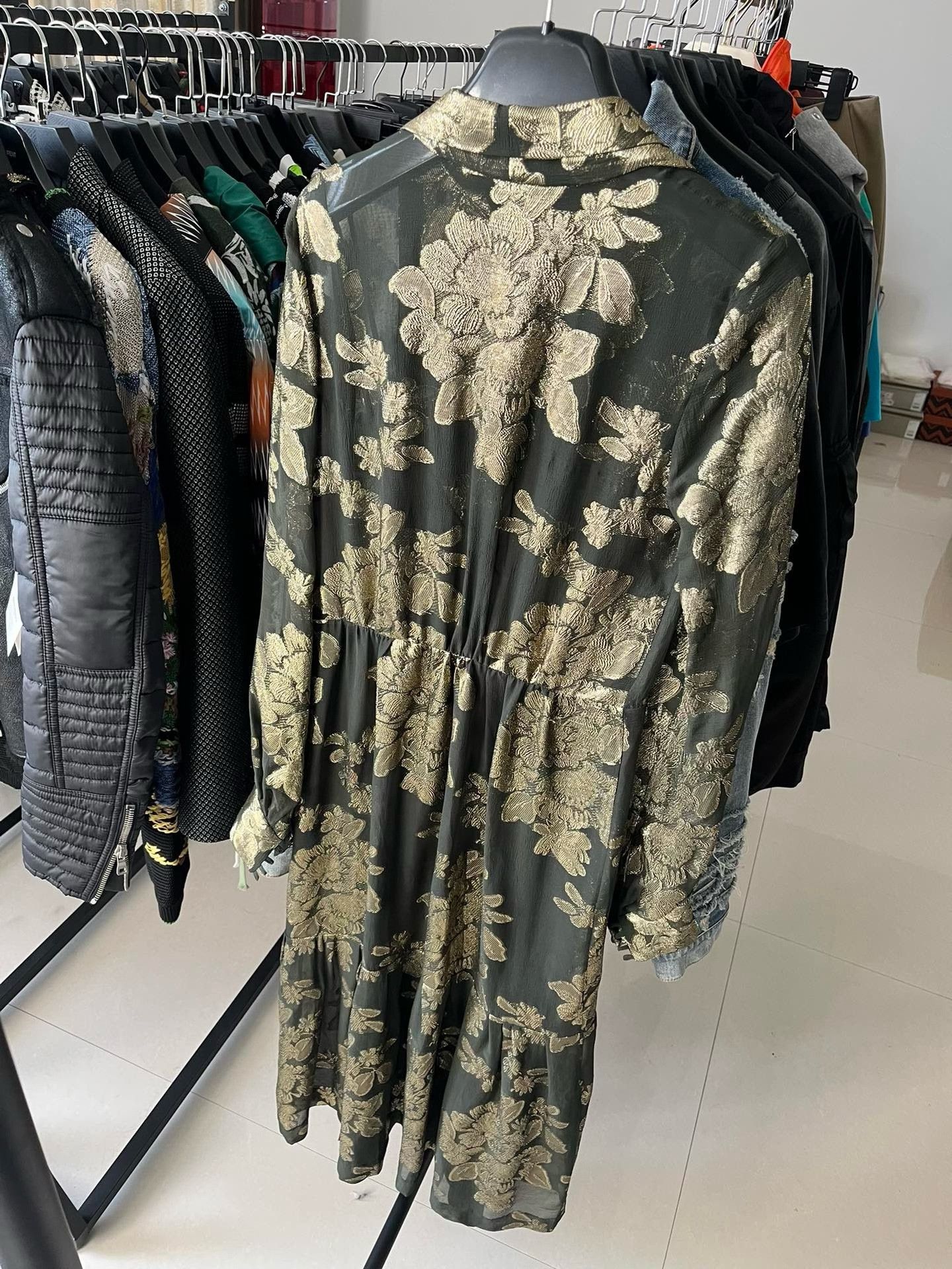 Saint Laurent Paris Saint Laurent Dark Green Silk Dress Size S / US 4 / IT 40 - 5 Thumbnail